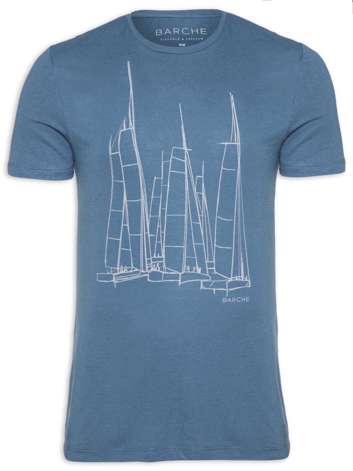 Camiseta Masculina Linho Estampada - Azul