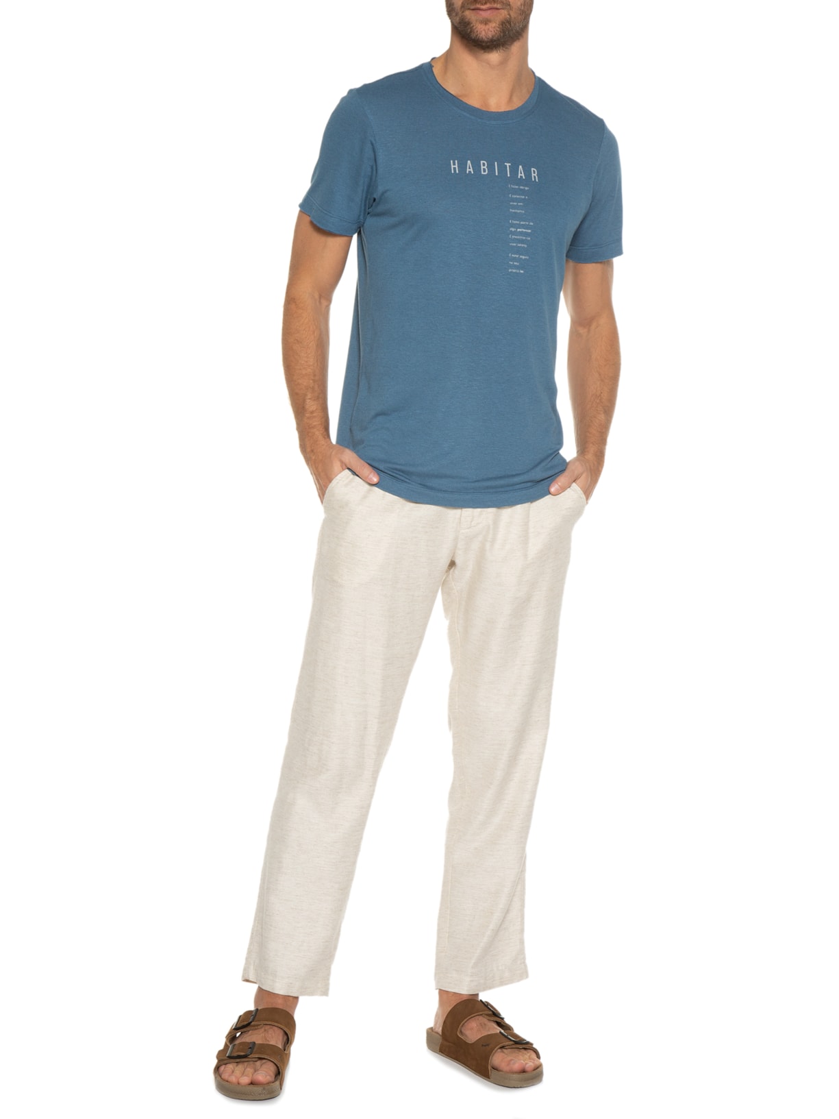 Camiseta Masculina Linho Habitar Azul Urbô