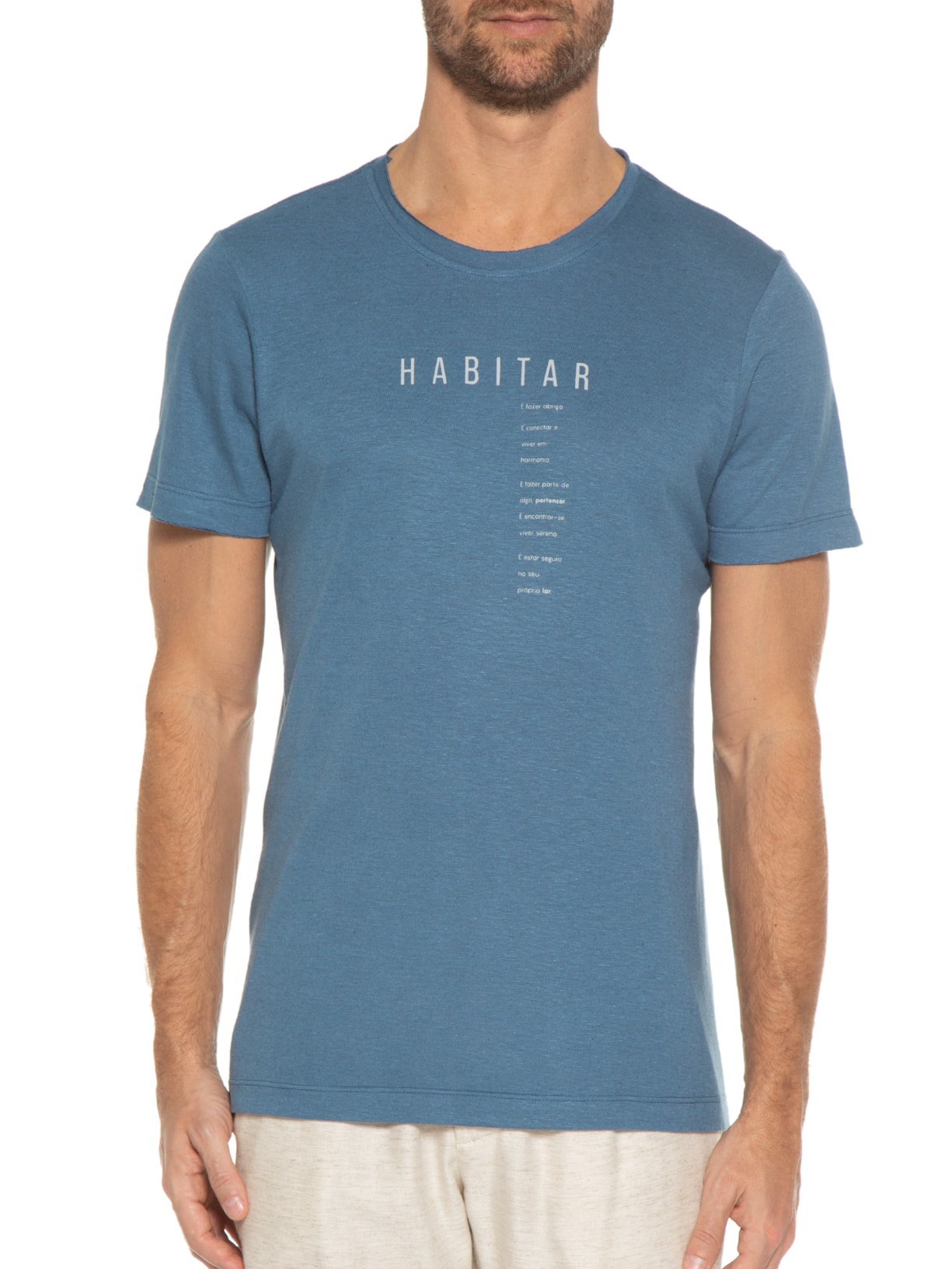 Camiseta Masculina Linho Habitar Azul Urbô