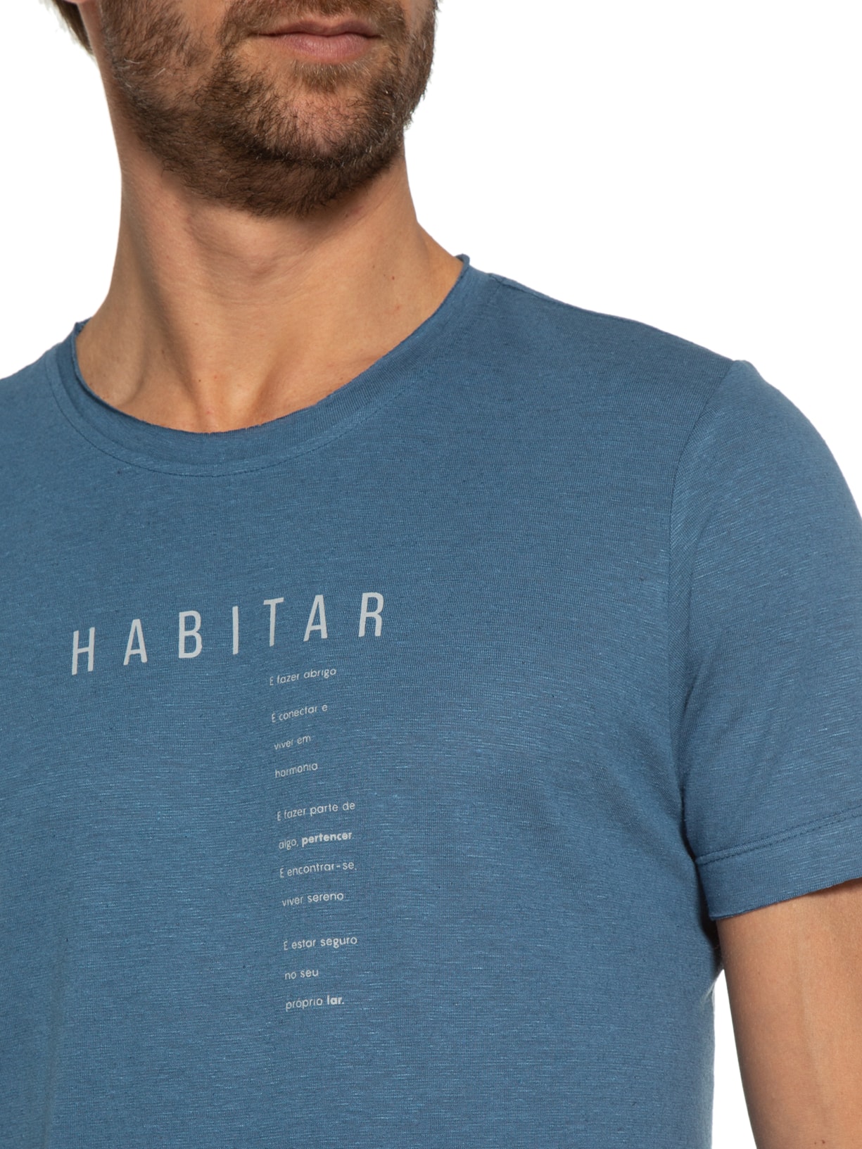 Camiseta Masculina Linho Habitar Azul Urbô