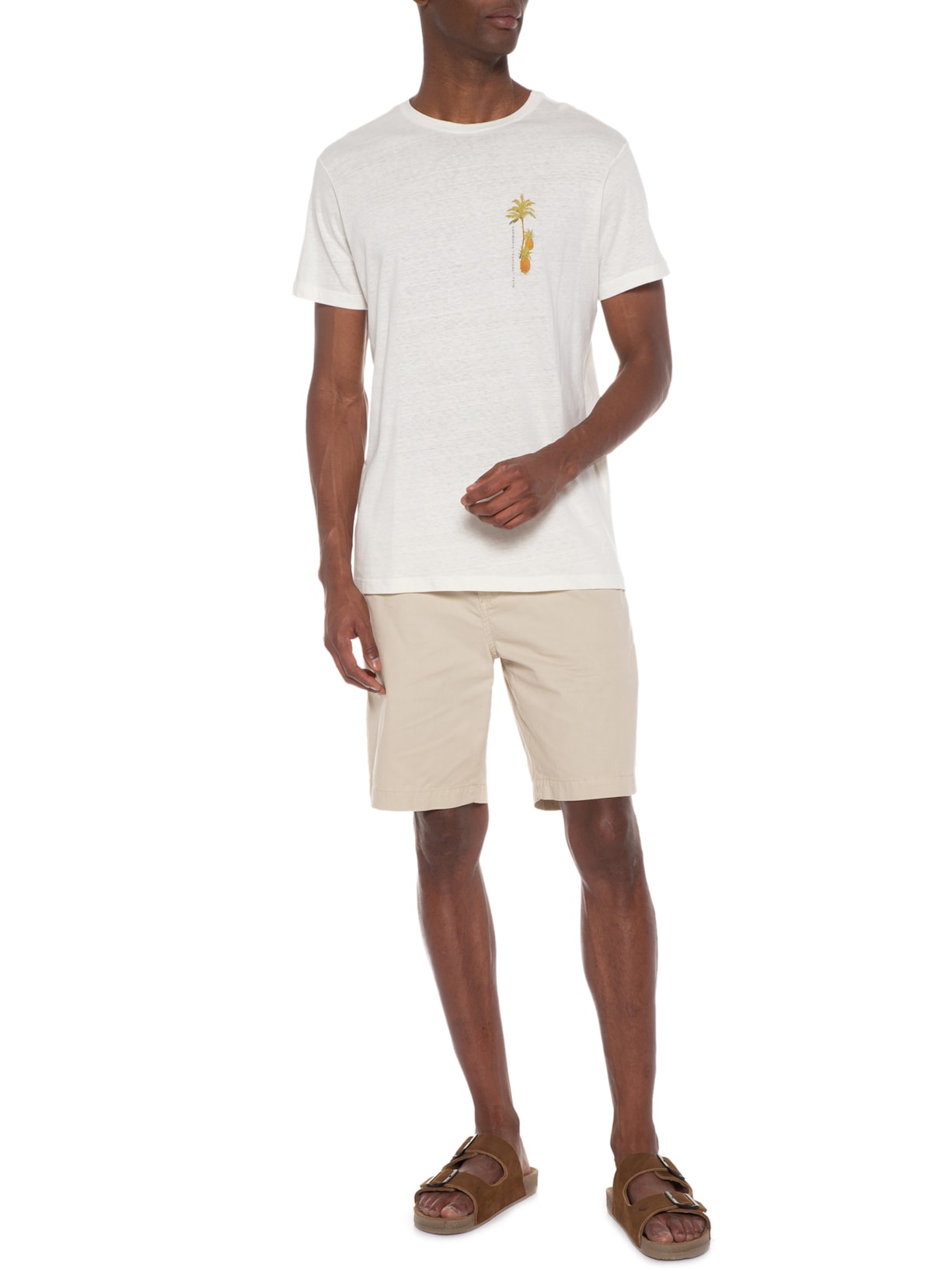 Camiseta Masculina Linho Itacare Off White Foxton
