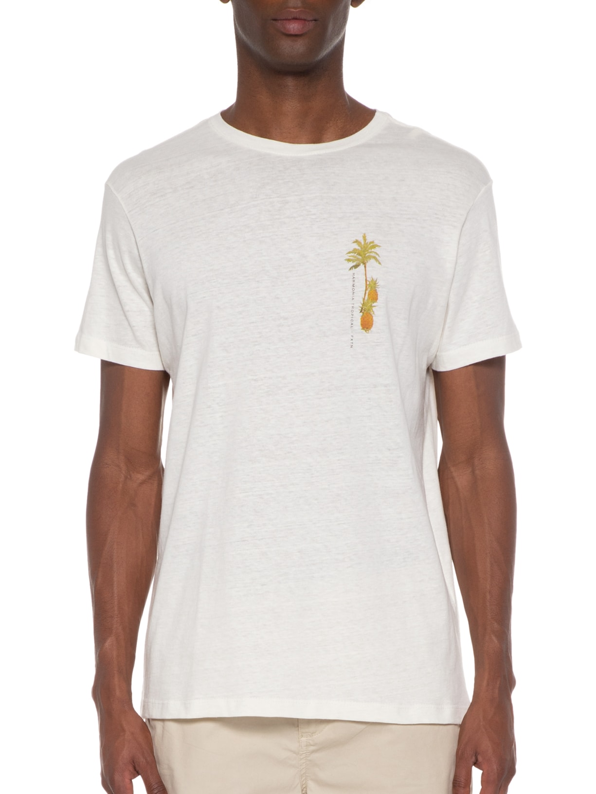 Camiseta Masculina Linho Itacare Off White Foxton