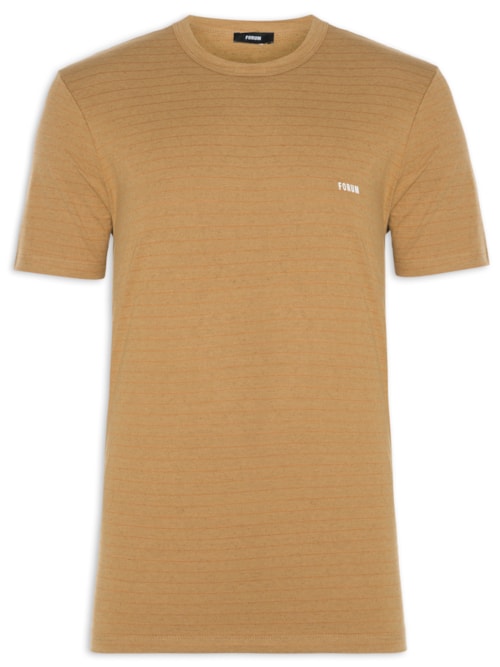 Camiseta Masculina Linho Listrado - Bege