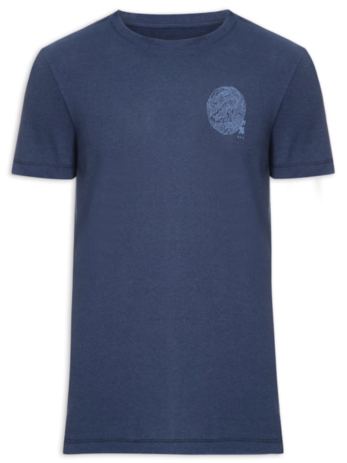 Camiseta Masculina Linho Mini Wave - Azul