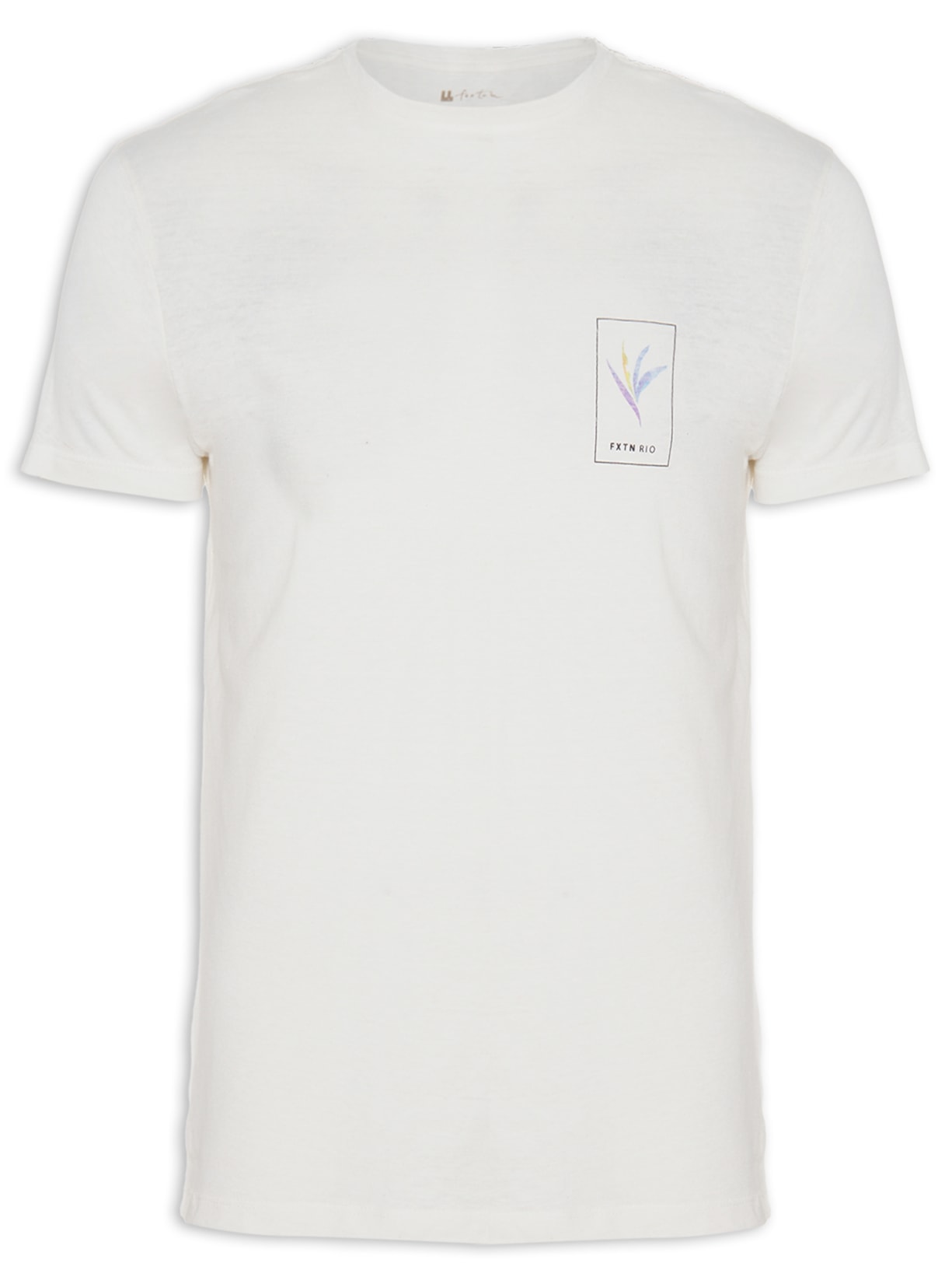 Camiseta Masculina Linho Strelitzia Aquarela Off White Foxton