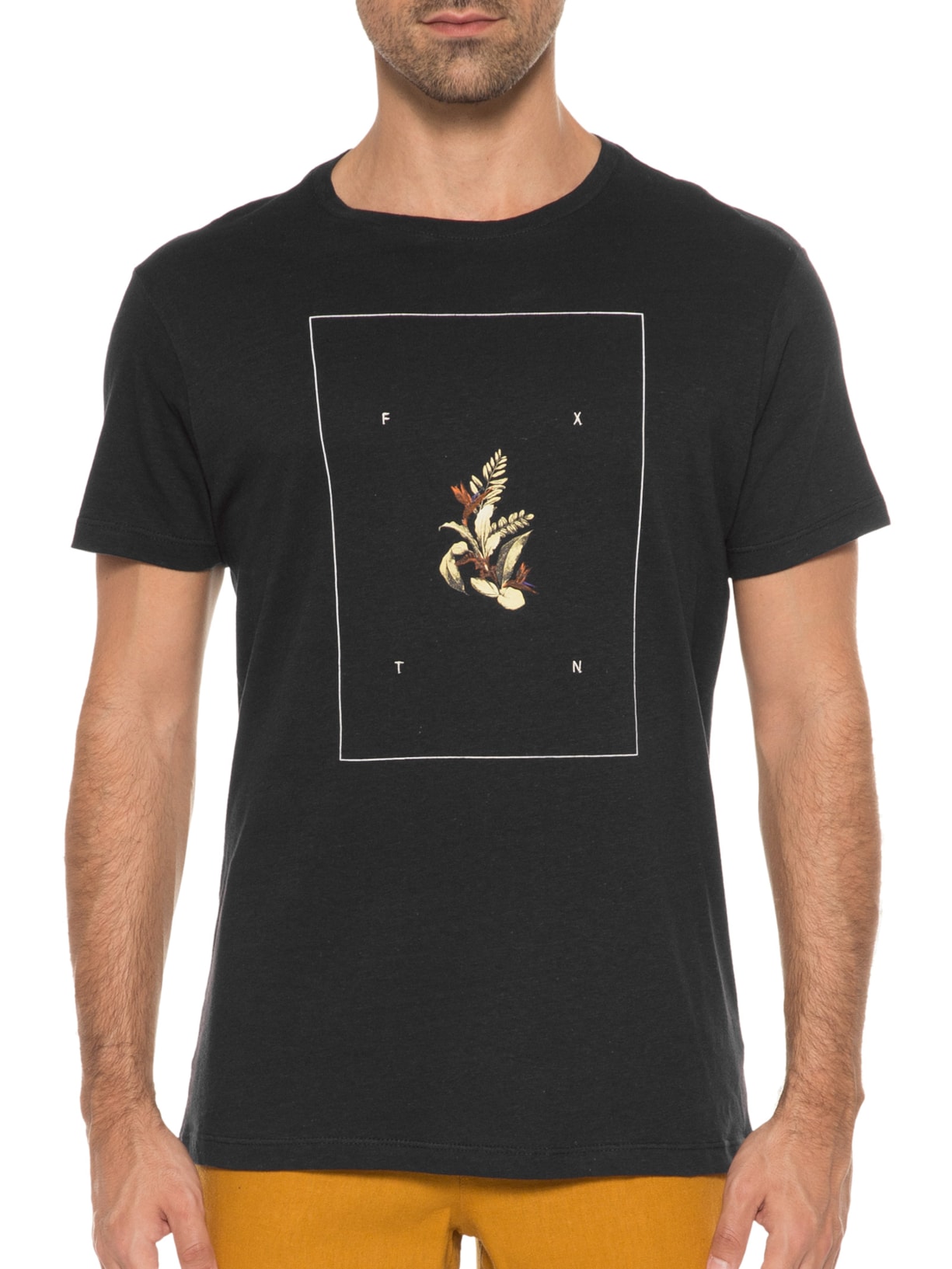 Camiseta Masculina Linho Tropical Frame Preto Foxton