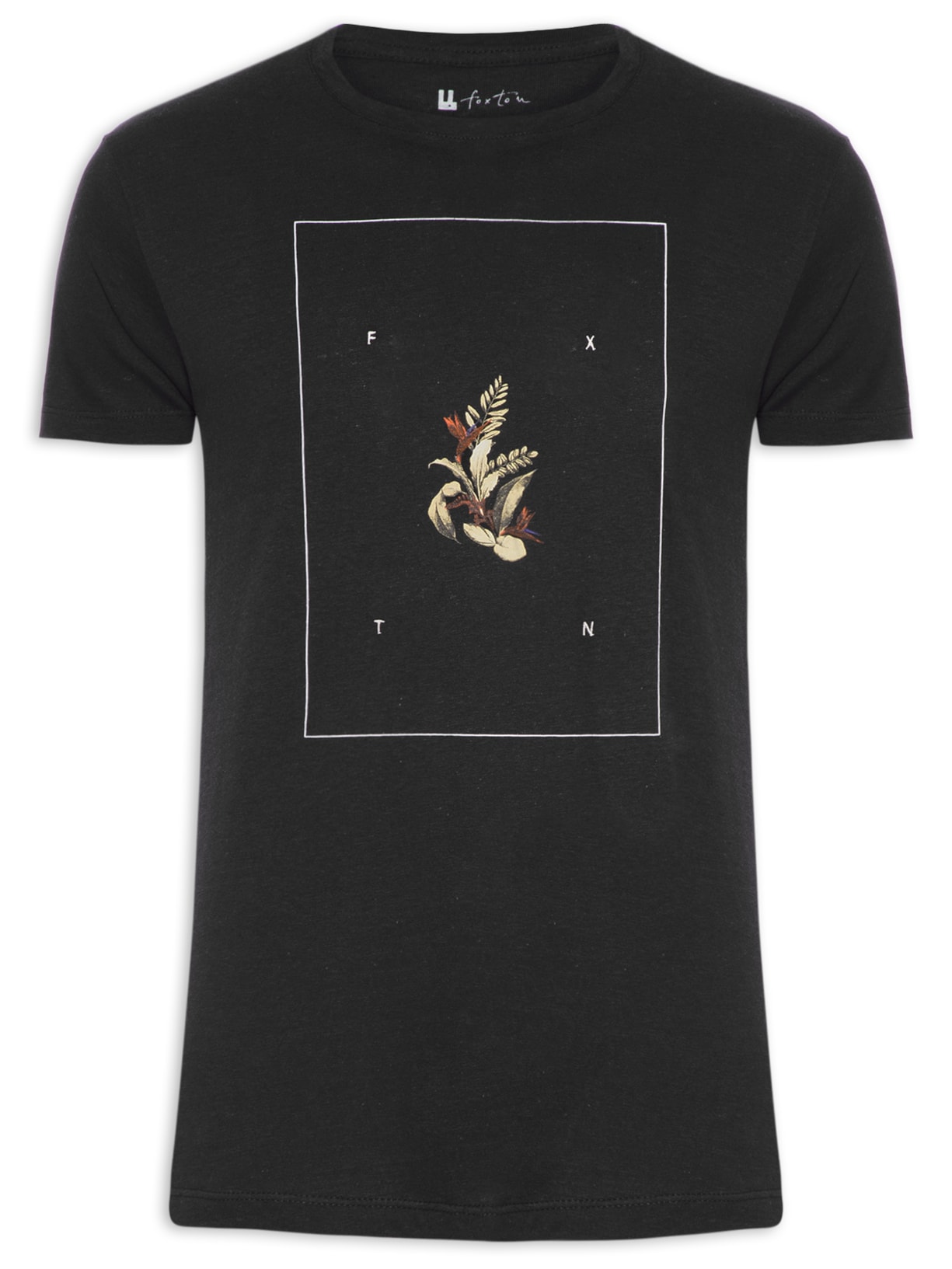 Camiseta Masculina Linho Tropical Frame Preto Foxton