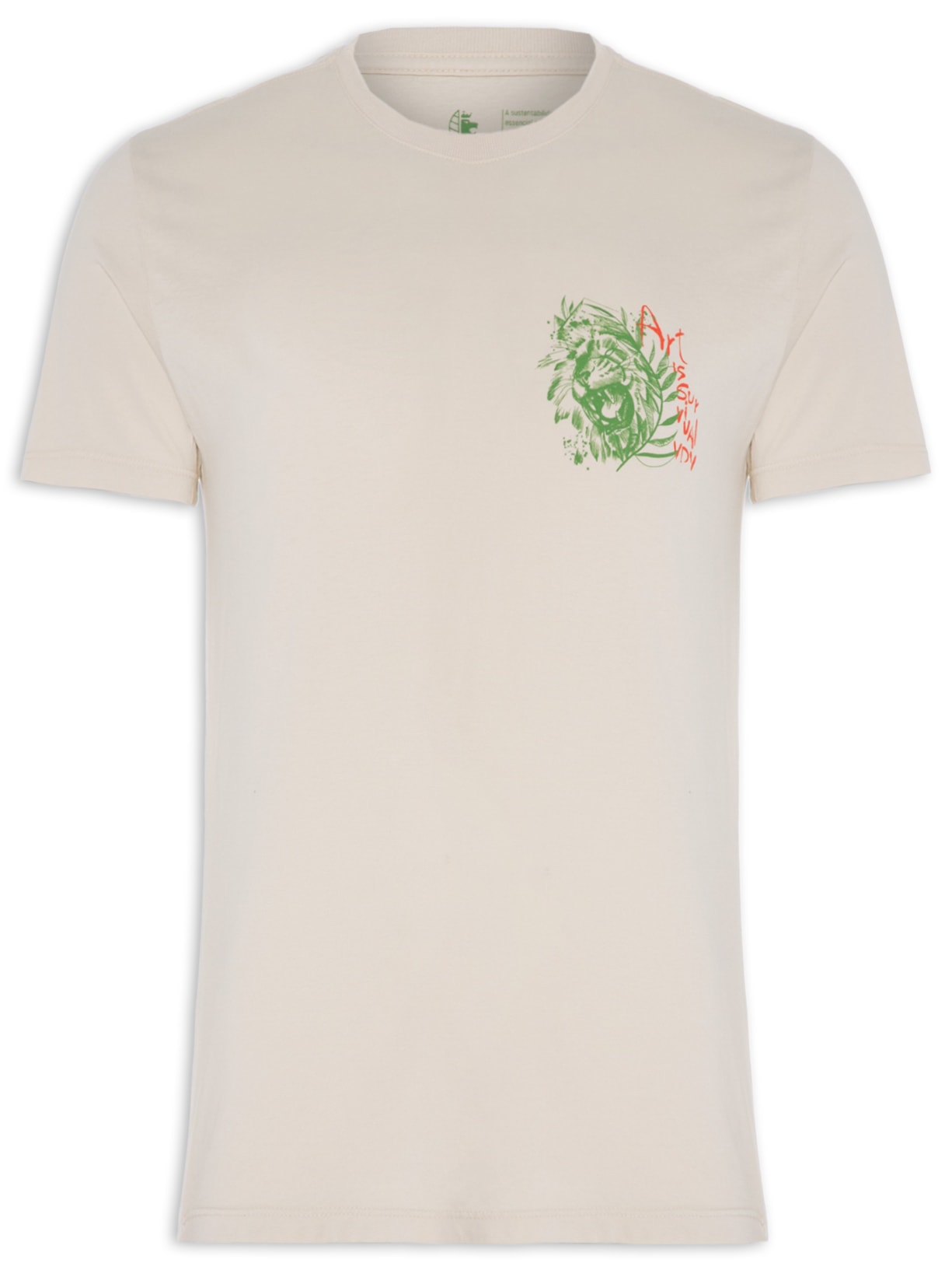 Camiseta Masculina Lion Art - Bege