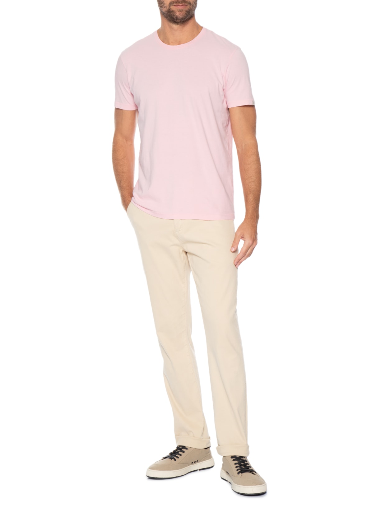 Camiseta Masculina Lisa Básica Em Algodão Rosa Pineapple