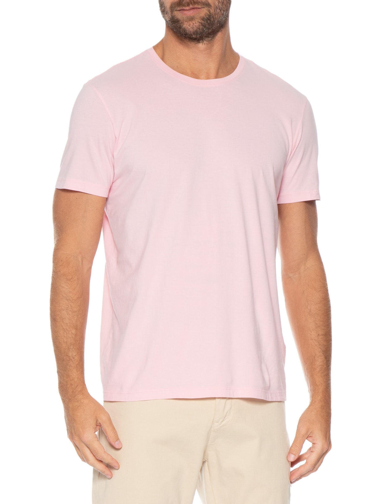 Camiseta Masculina Lisa Básica Em Algodão Rosa Pineapple