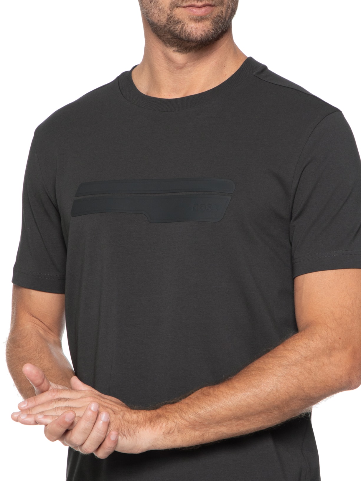 Camiseta Masculina Lisa Cinza Boss