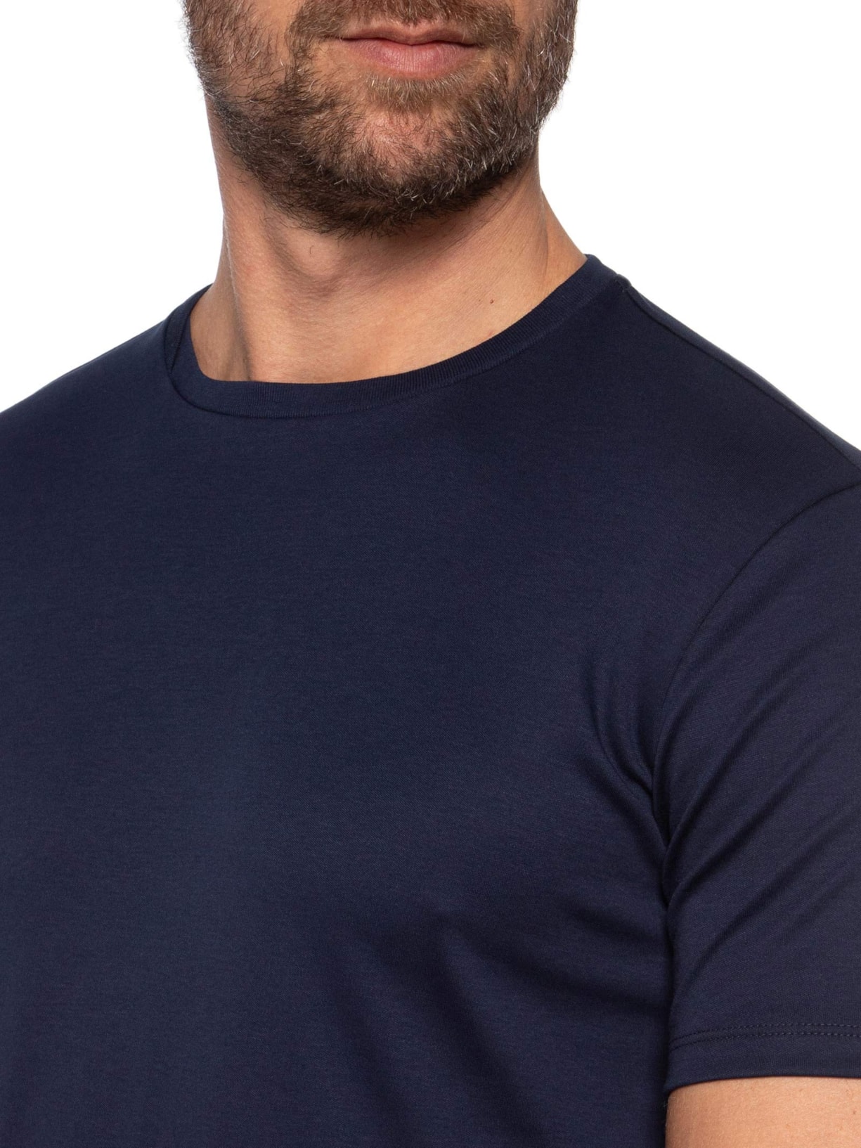Camiseta Masculina Lisa Interlock Gola Cruzada Em Algodão Pima Azul Ricardo Almeida