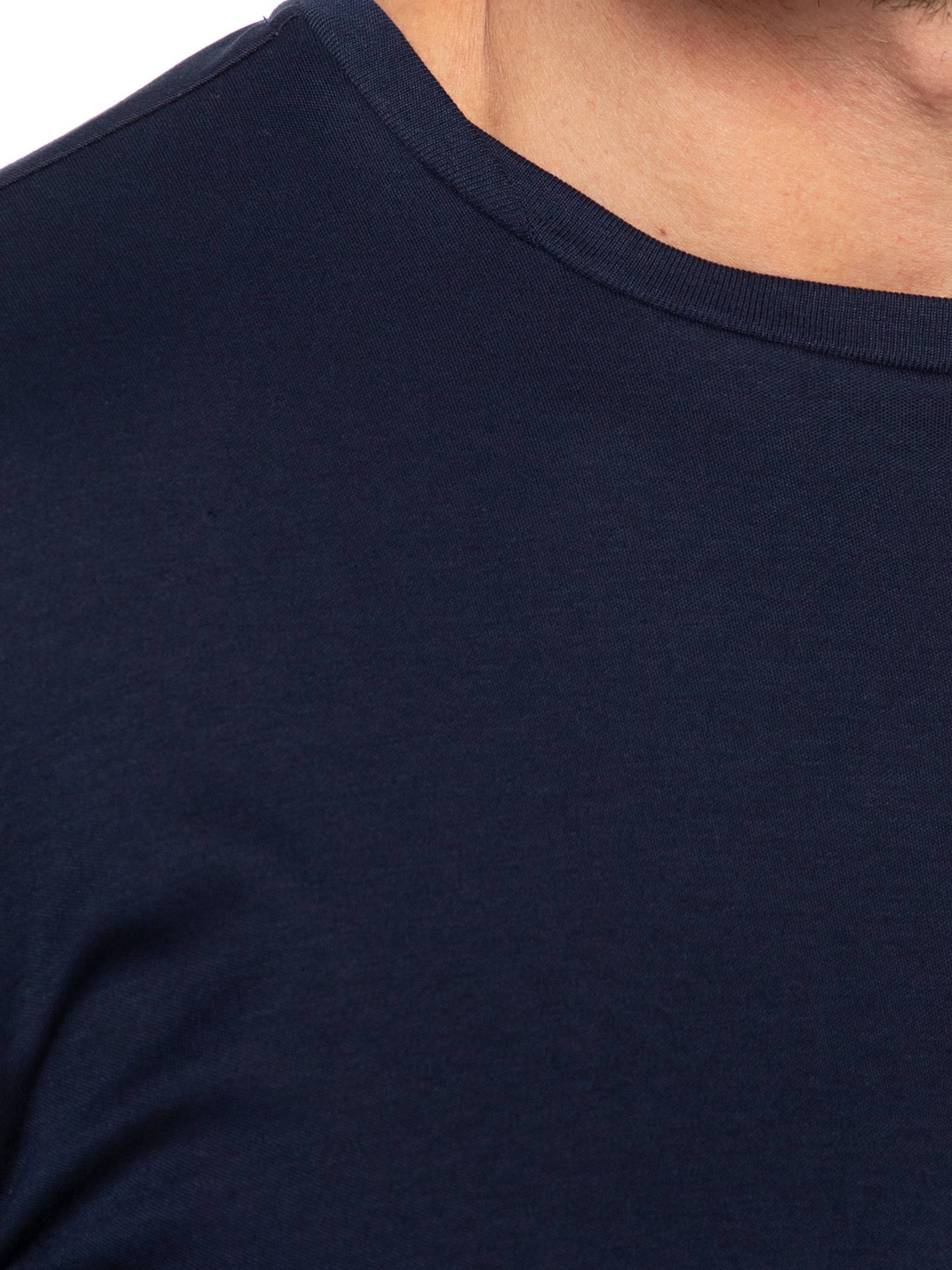 Camiseta Masculina Lisa Interlock Gola Cruzada Em Algodão Pima Azul Ricardo Almeida