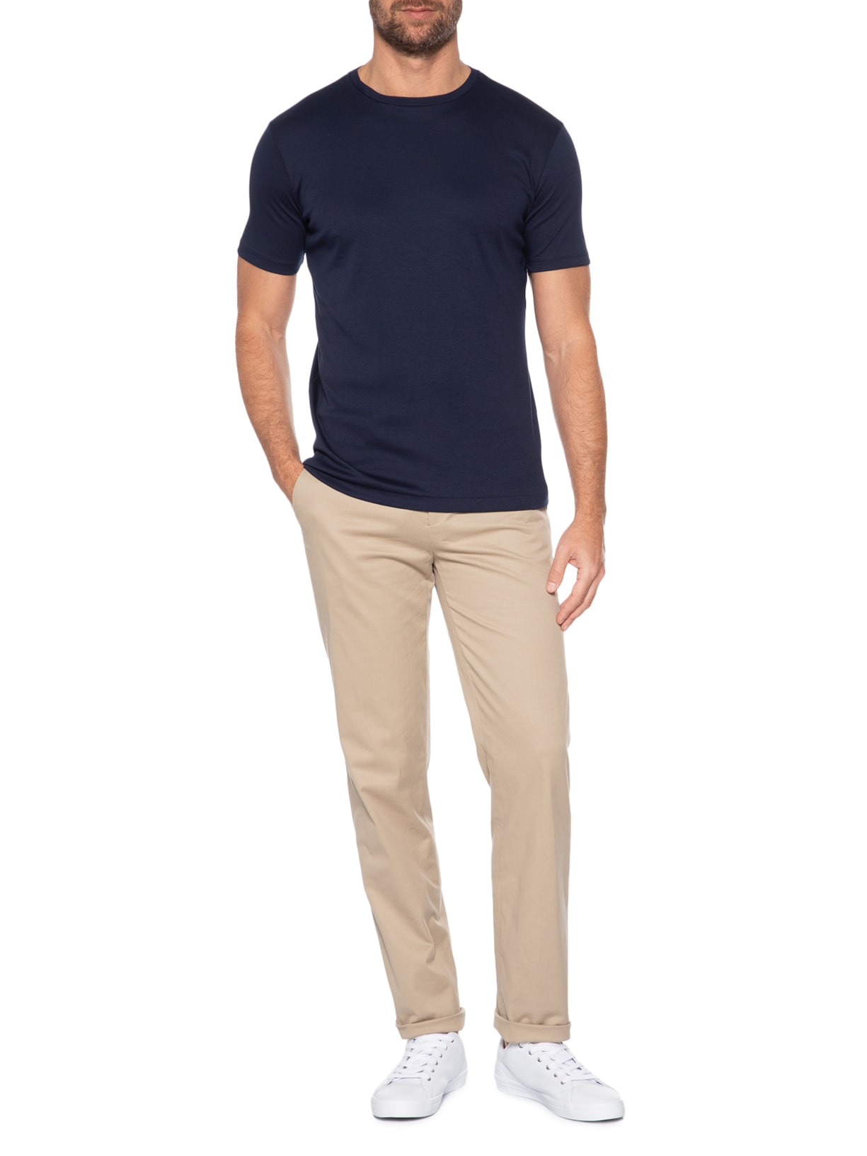 Camiseta Masculina Lisa Interlock Gola Cruzada Em Algodão Pima Azul Ricardo Almeida