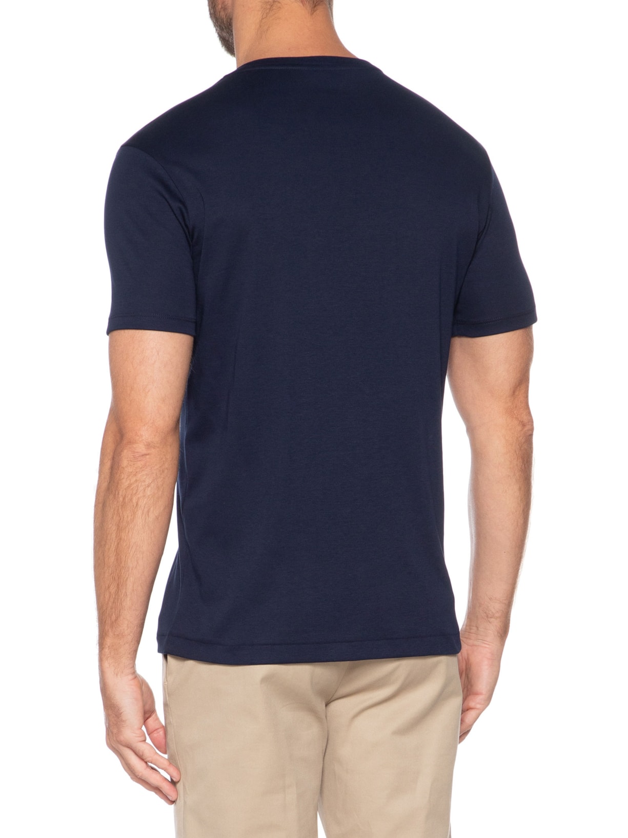 Camiseta Masculina Lisa Interlock Gola Cruzada Em Algodão Pima Azul Ricardo Almeida