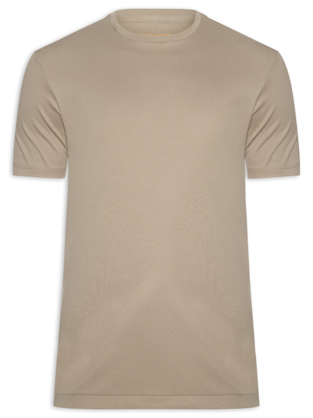 Camiseta Masculina Lisa Interlock Gola Cruzada Em Algodão Pima Bege Ricardo Almeida