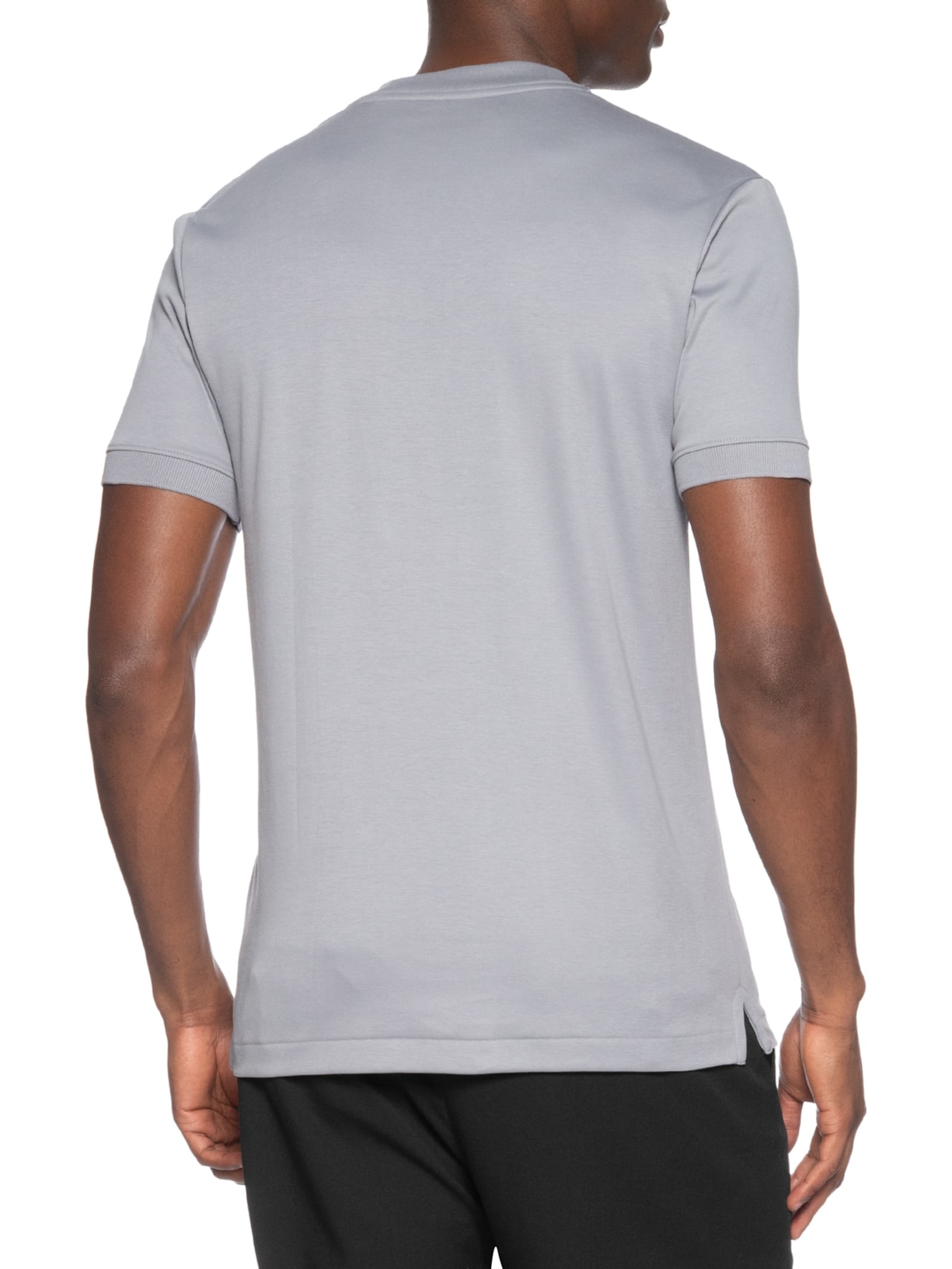 Camiseta Masculina Lisa Interlock Gola Média Em Algodão Pima Cinza Ricardo Almeida