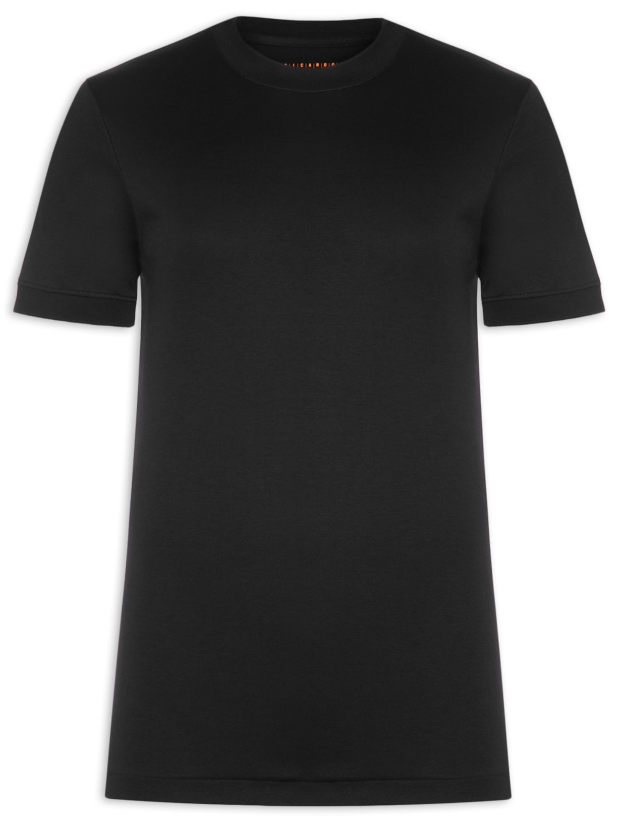 Camiseta Masculina Lisa Interlock Gola Média Em Algodão Pima Preto Ricardo Almeida