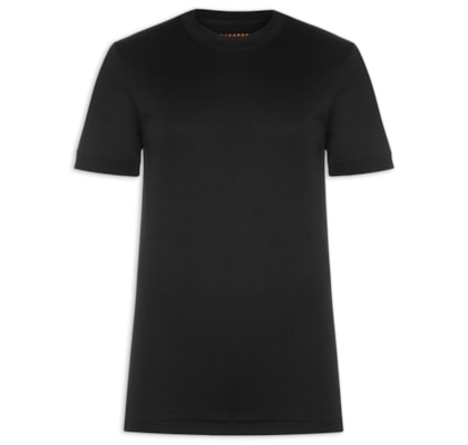 Camiseta Masculina Lisa Interlock Gola Média Em Algodão Pima - Preto