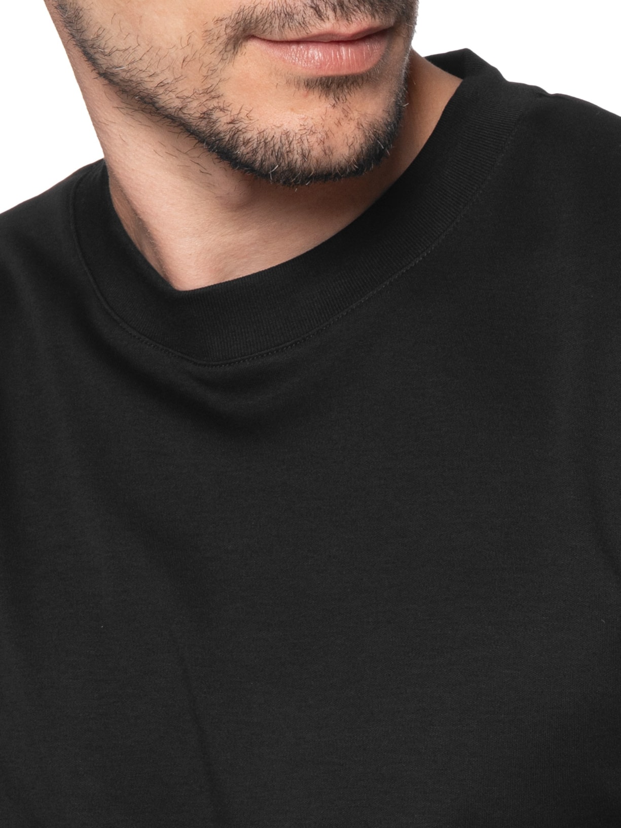 Camiseta Masculina Lisa Interlock Gola Média Em Algodão Pima Preto Ricardo Almeida