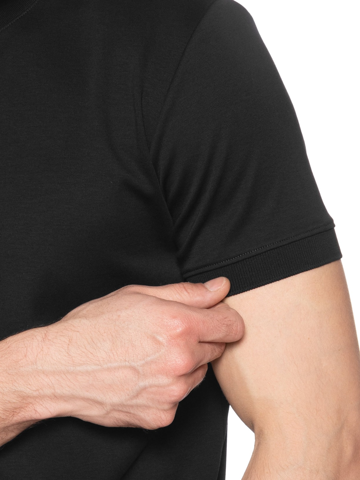 Camiseta Masculina Lisa Interlock Gola Média Em Algodão Pima Preto Ricardo Almeida