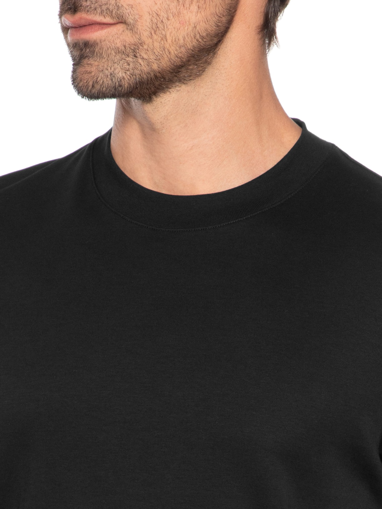 Camiseta Masculina Lisa Interlock Gola Média Em Algodão Pima Preto Ricardo Almeida