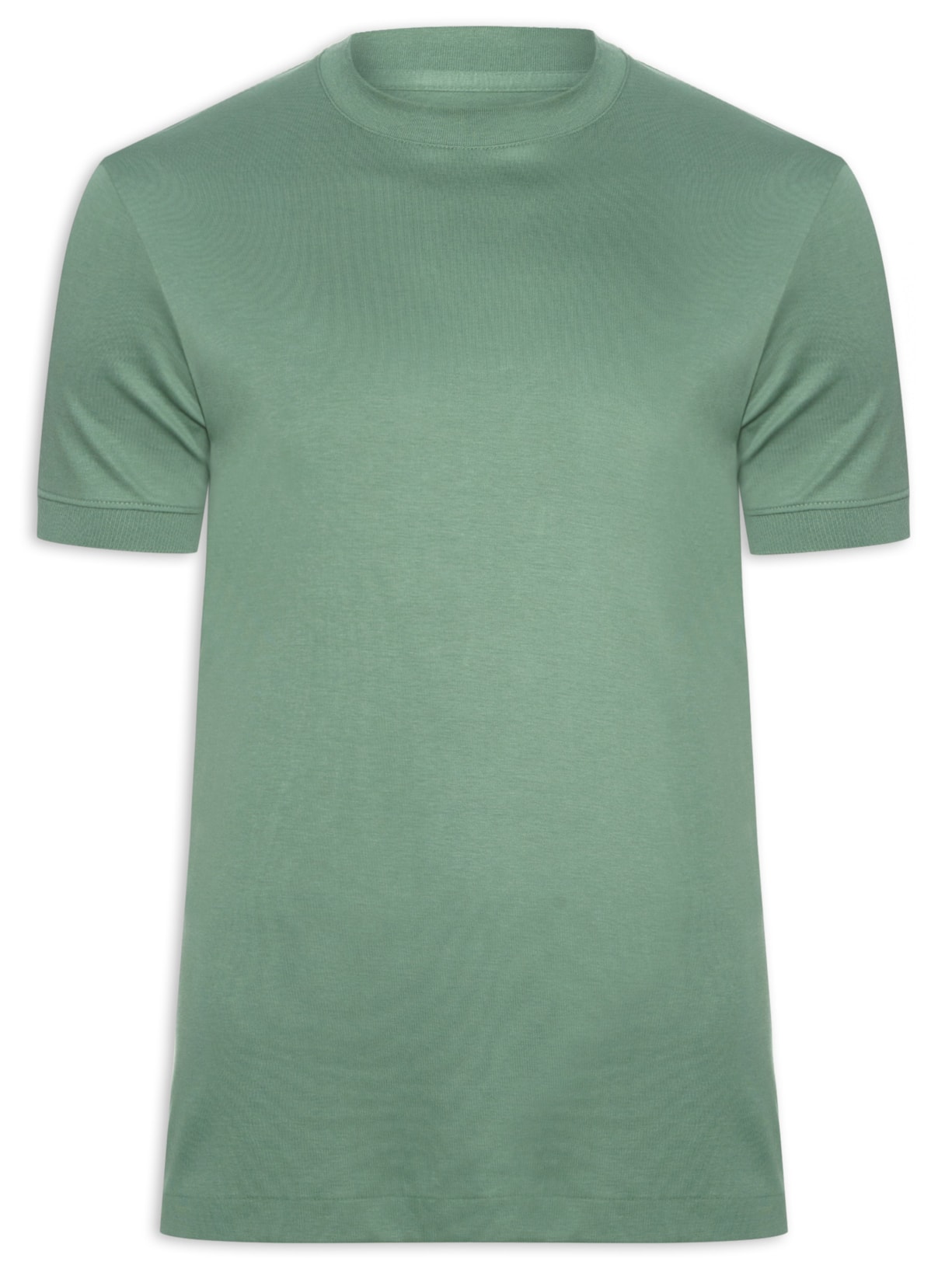 Camiseta Masculina Lisa Interlock Gola Média Em Algodão Pima - Verde