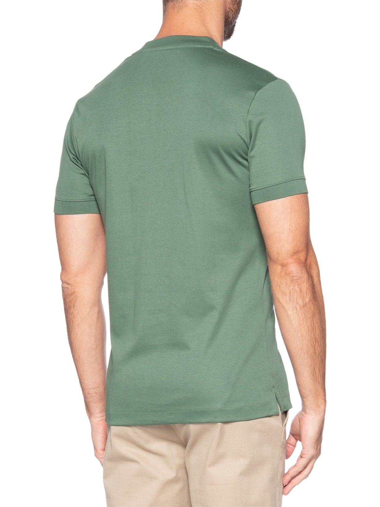 Camiseta Masculina Lisa Interlock Gola Média Em Algodão Pima Verde Ricardo Almeida