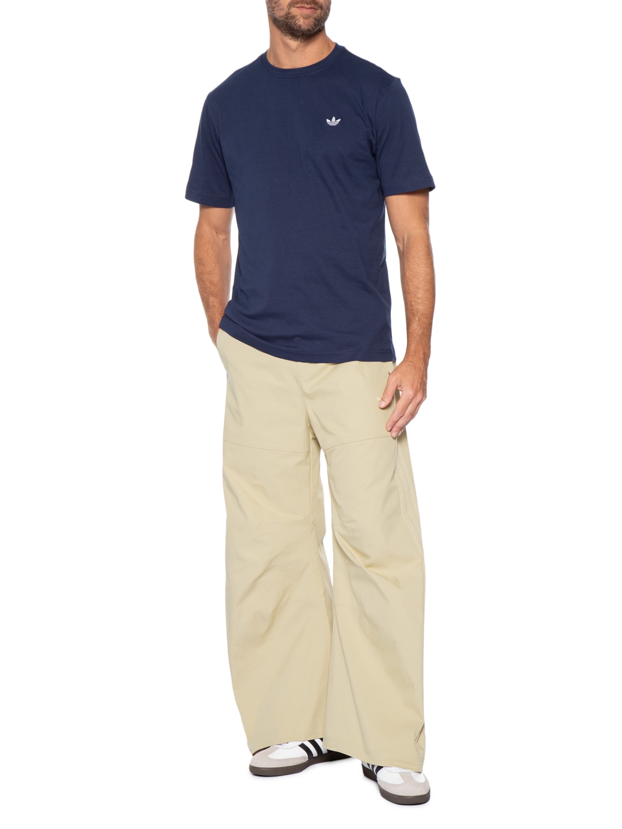 Camiseta Masculina Lisa Trefoil Ess Azul Adidas Originals