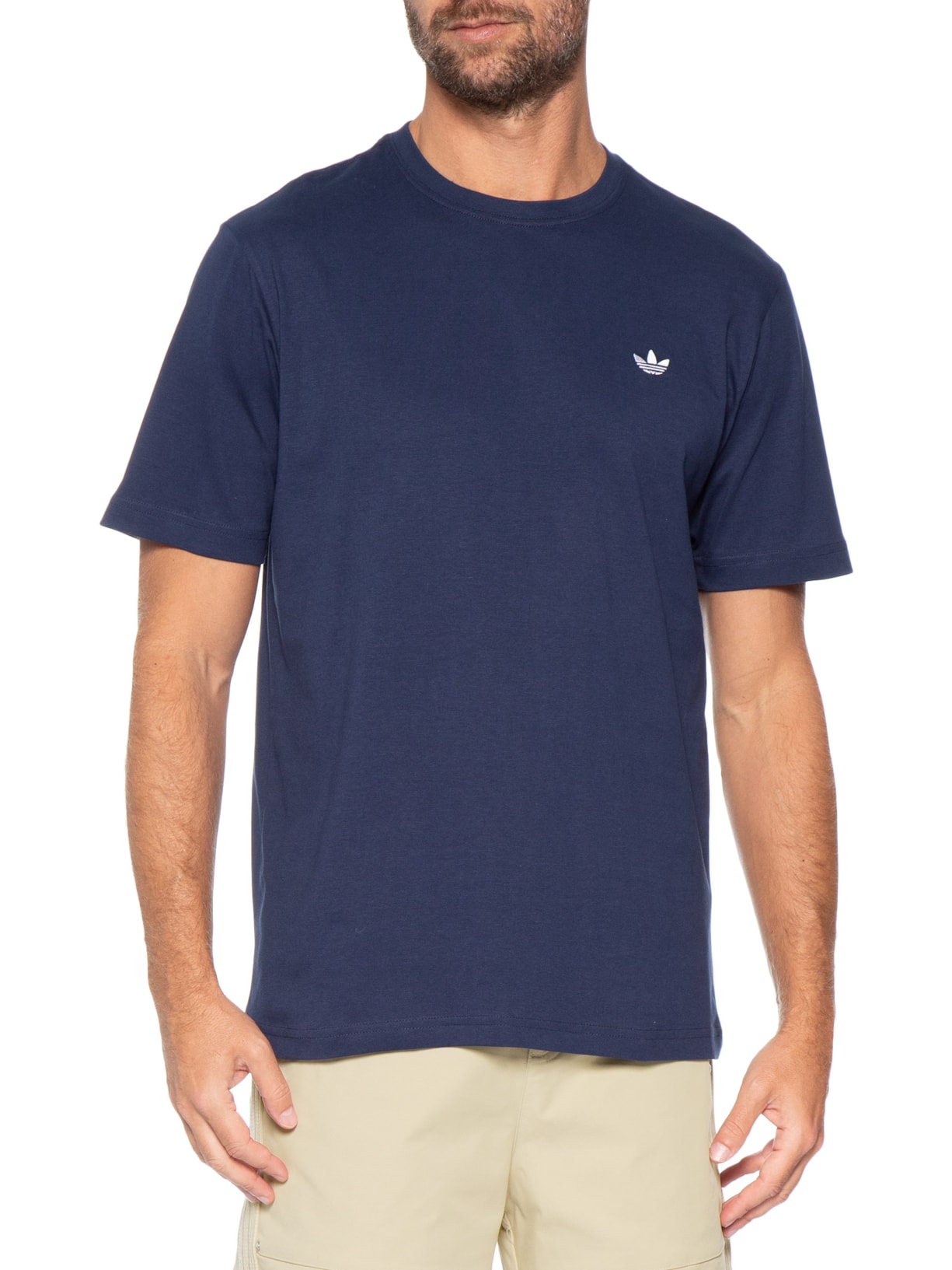 Camiseta Masculina Lisa Trefoil Ess Azul Adidas Originals