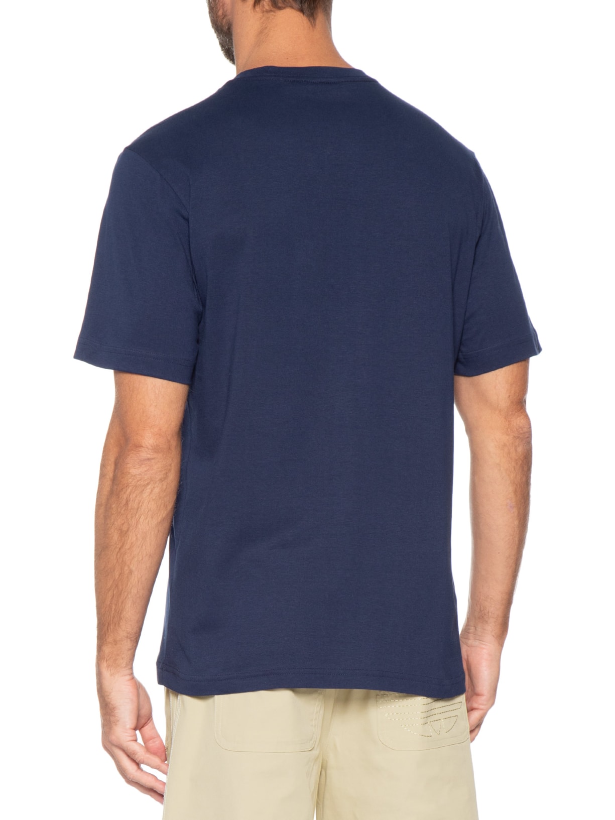 Camiseta Masculina Lisa Trefoil Ess Azul Adidas Originals