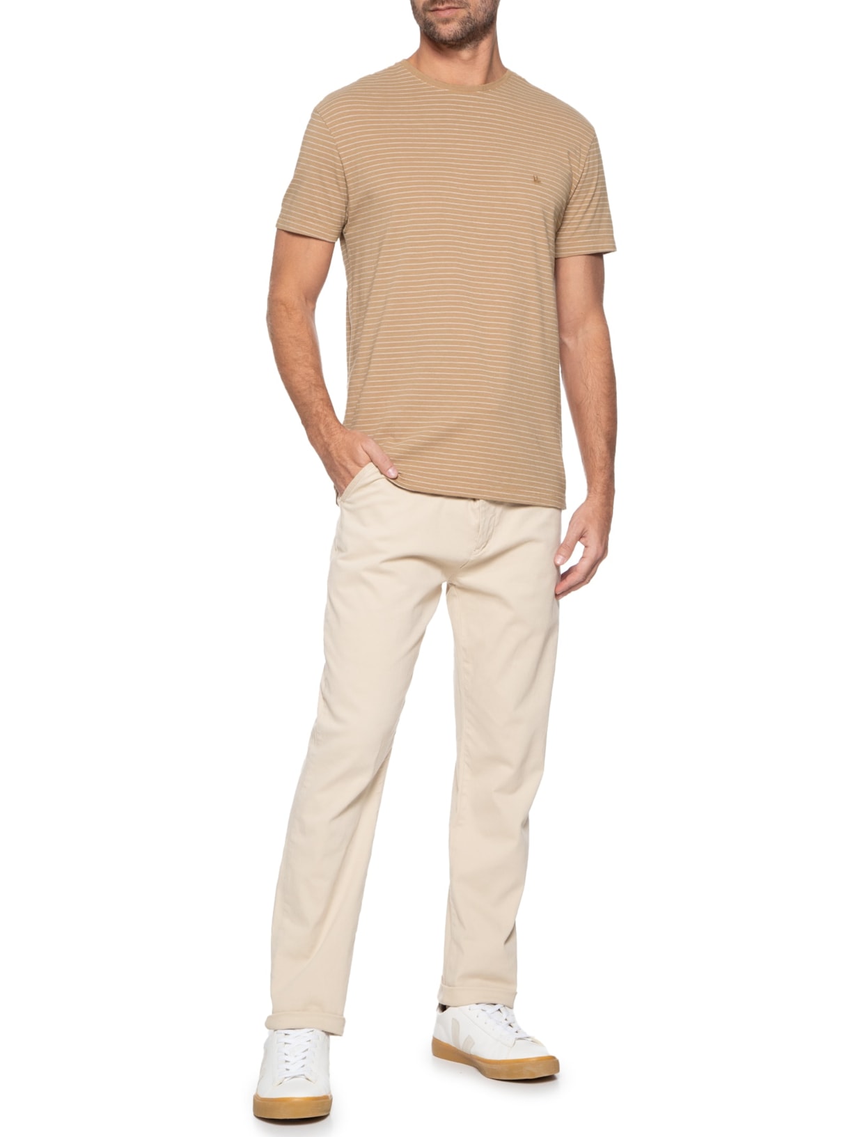 Camiseta Masculina Listra Artico Marrom Foxton