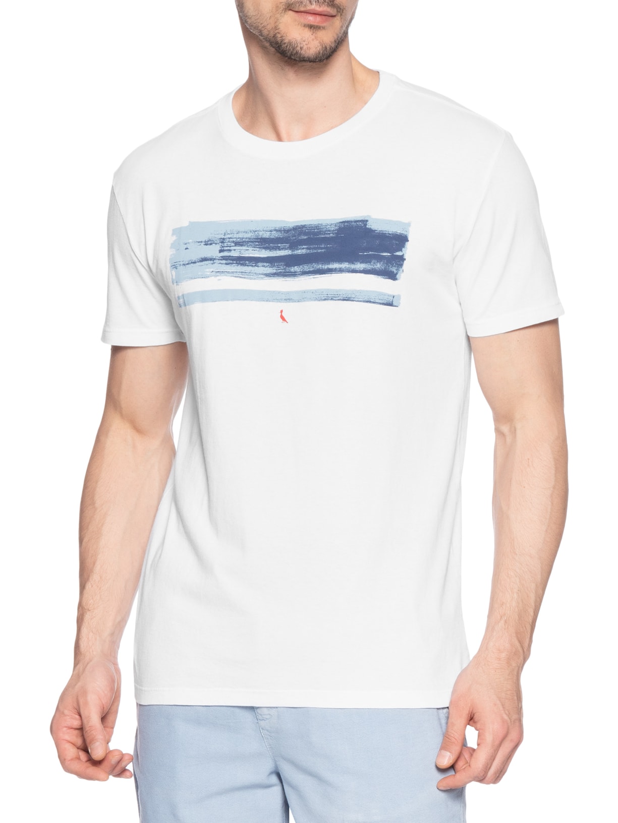 Camiseta Masculina Listra De Verão Branco Reserva