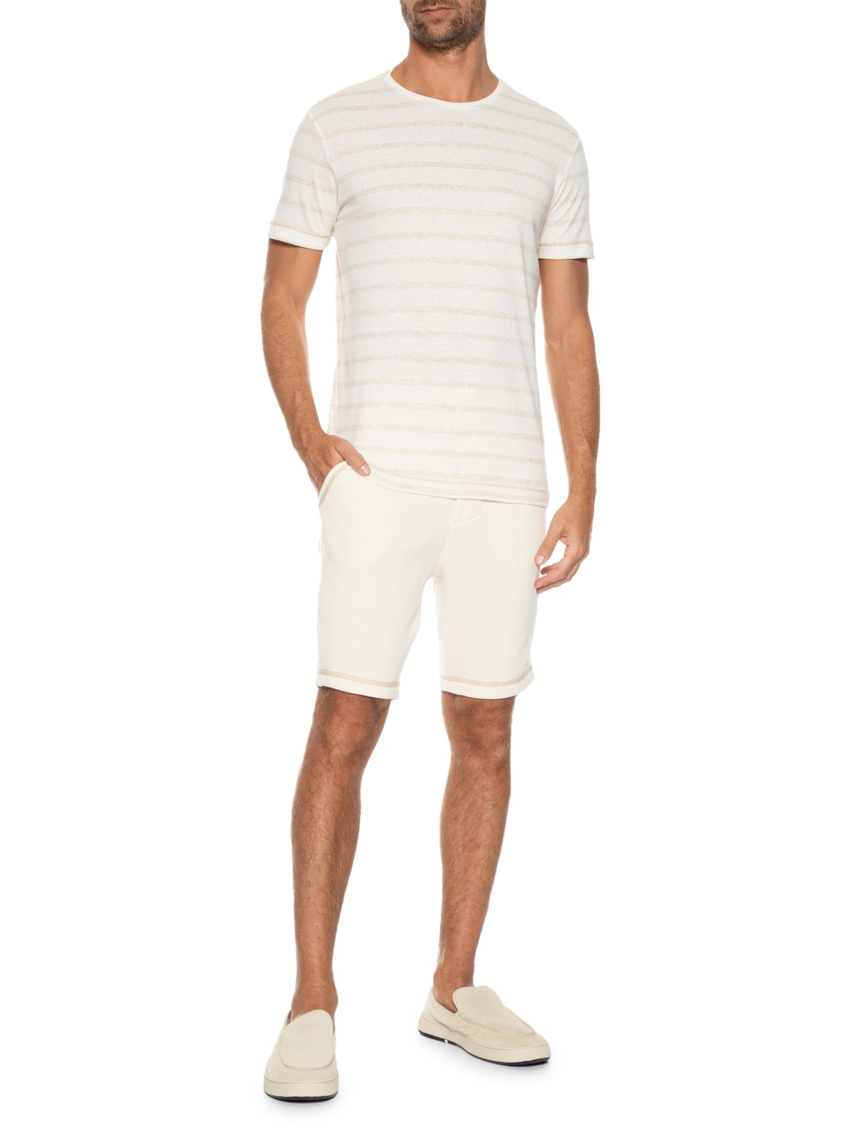 Camiseta Masculina Listra Fina Bege Pineapple