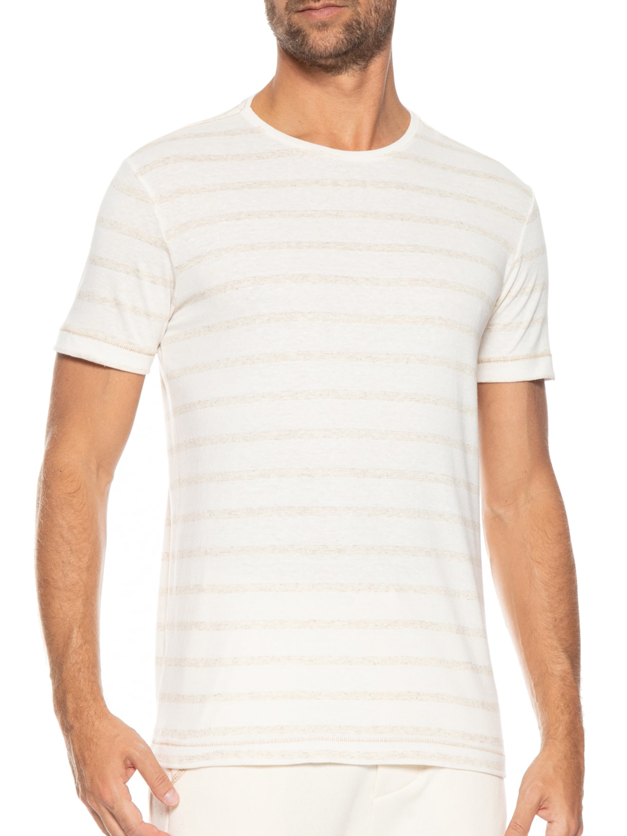 Camiseta Masculina Listra Fina Bege Pineapple