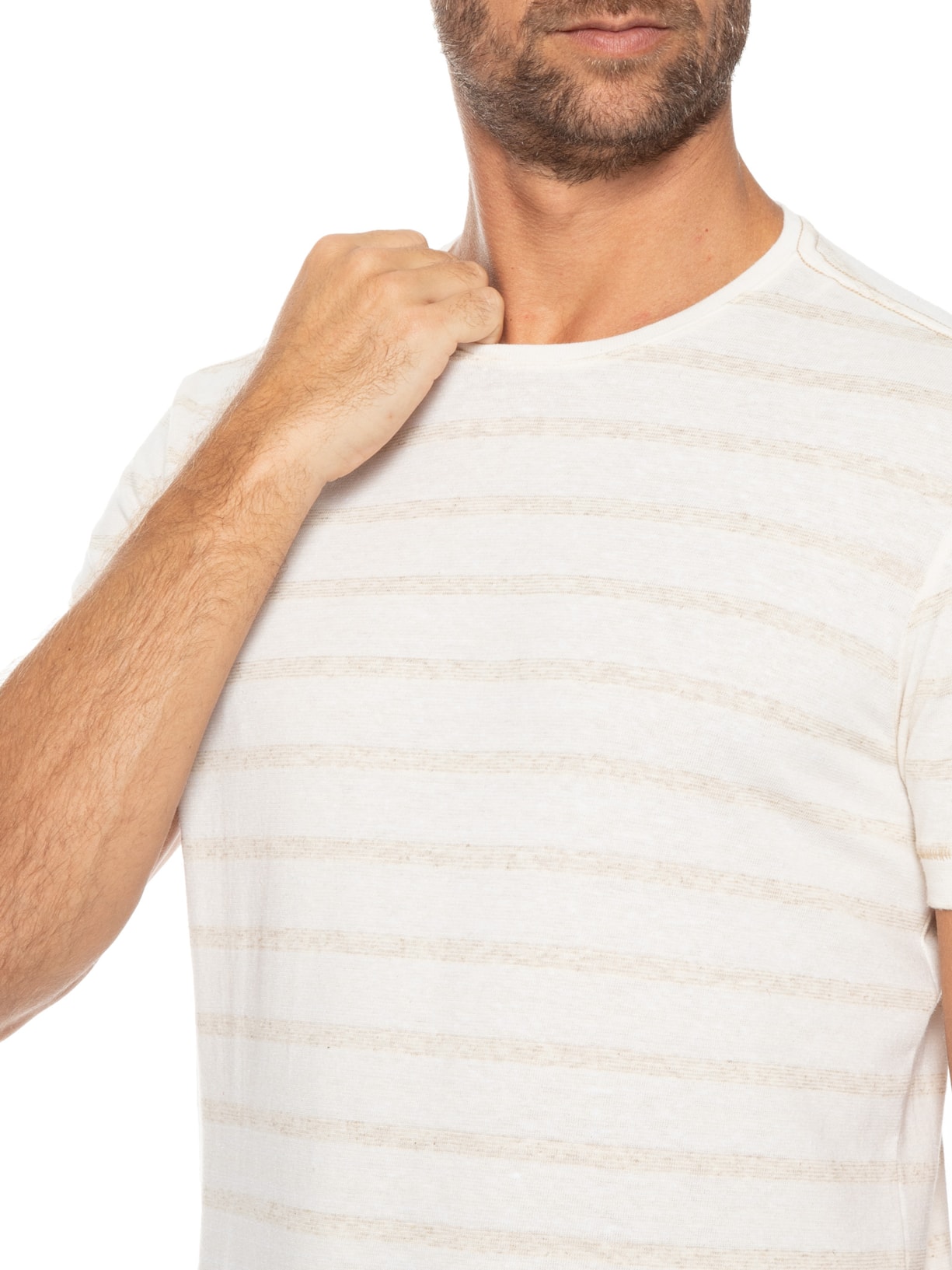 Camiseta Masculina Listra Fina Bege Pineapple