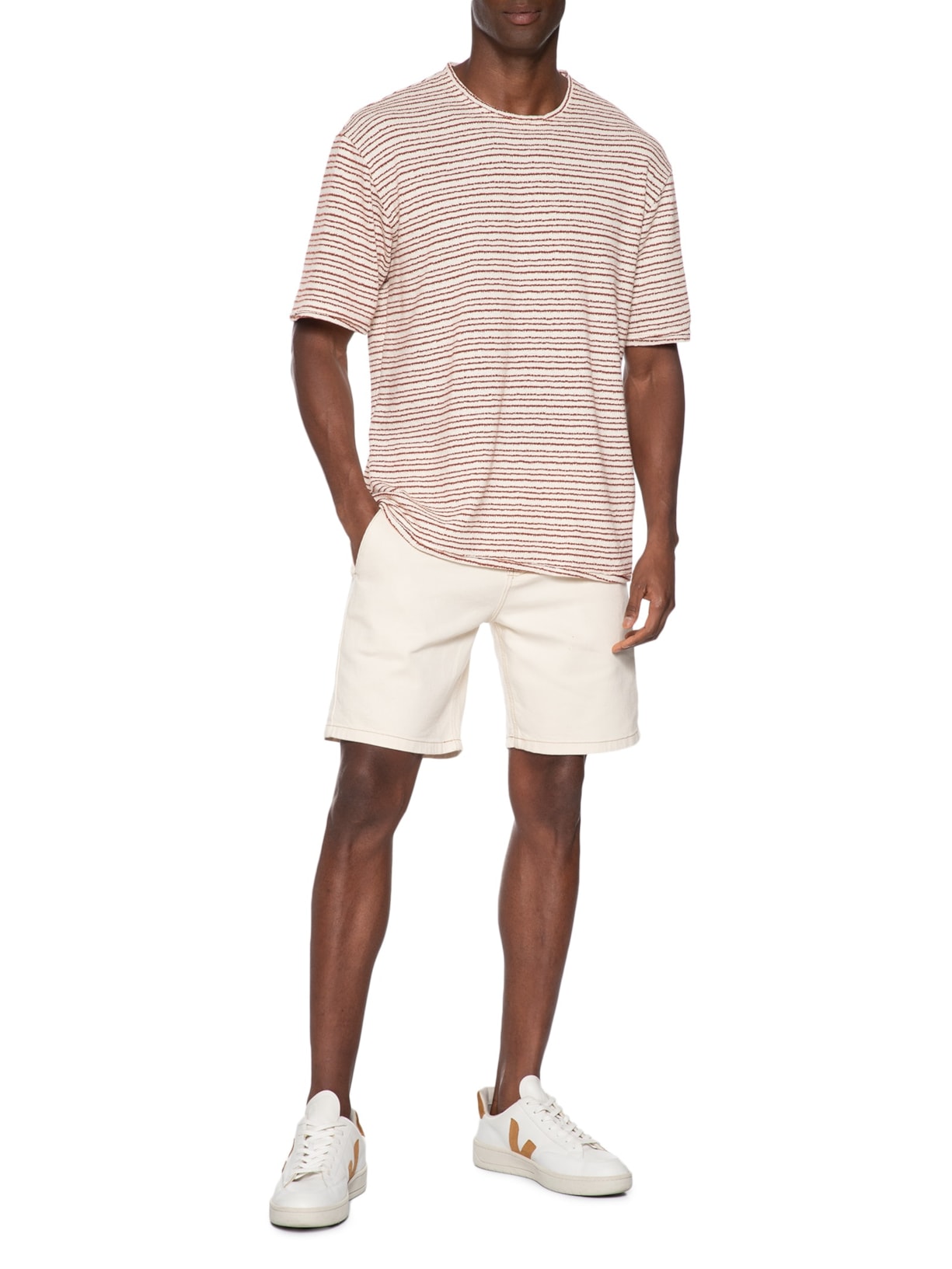 Camiseta Masculina Listrada Bege Forum