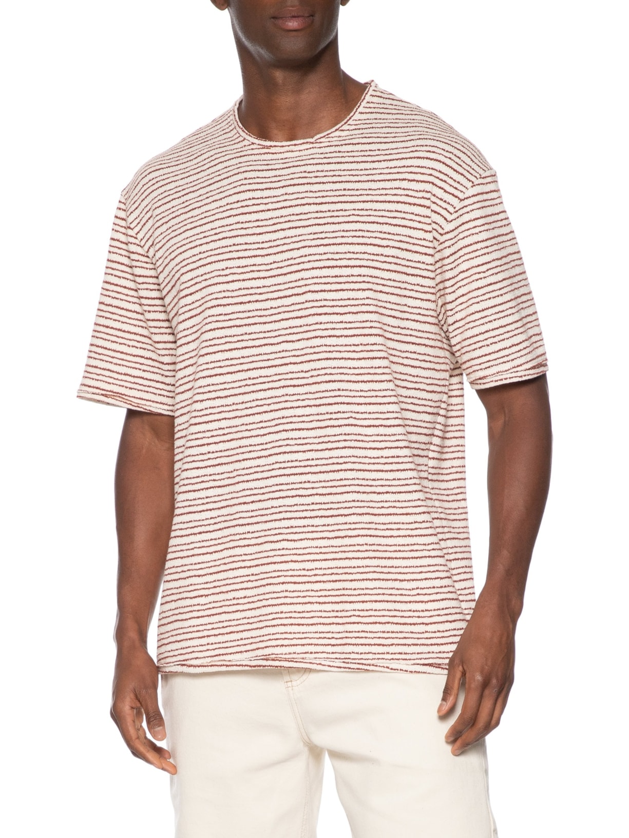 Camiseta Masculina Listrada Bege Forum