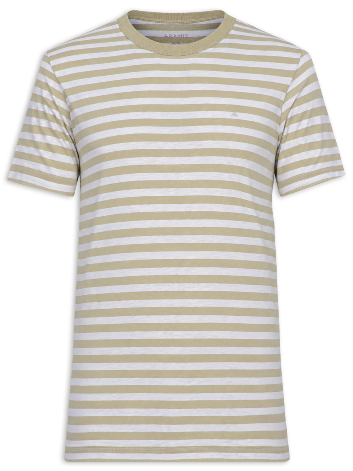 Camiseta Masculina Listrada Bege Aramis