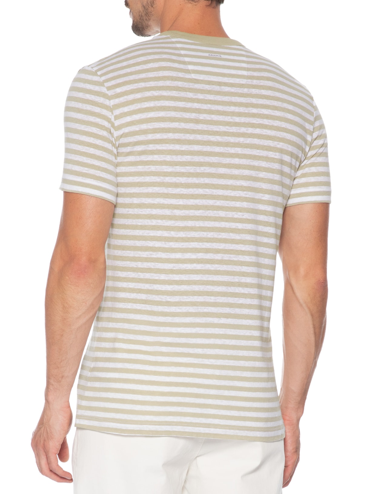 Camiseta Masculina Listrada Bege Aramis