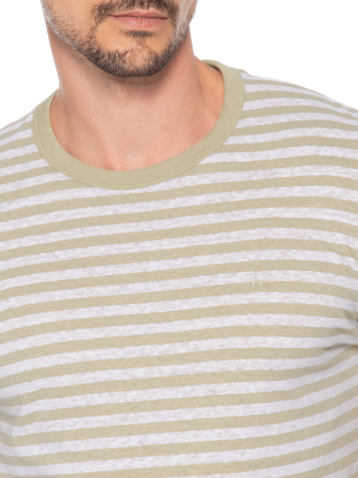 Camiseta Masculina Listrada Bege Aramis