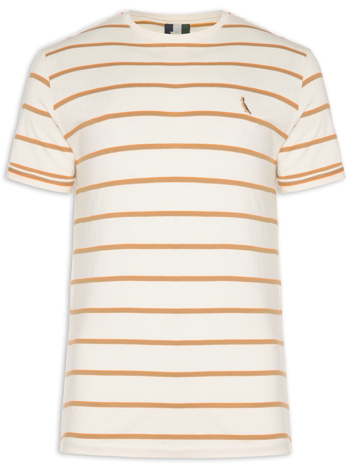 Camiseta Masculina Listrada Cânhamo - Bege