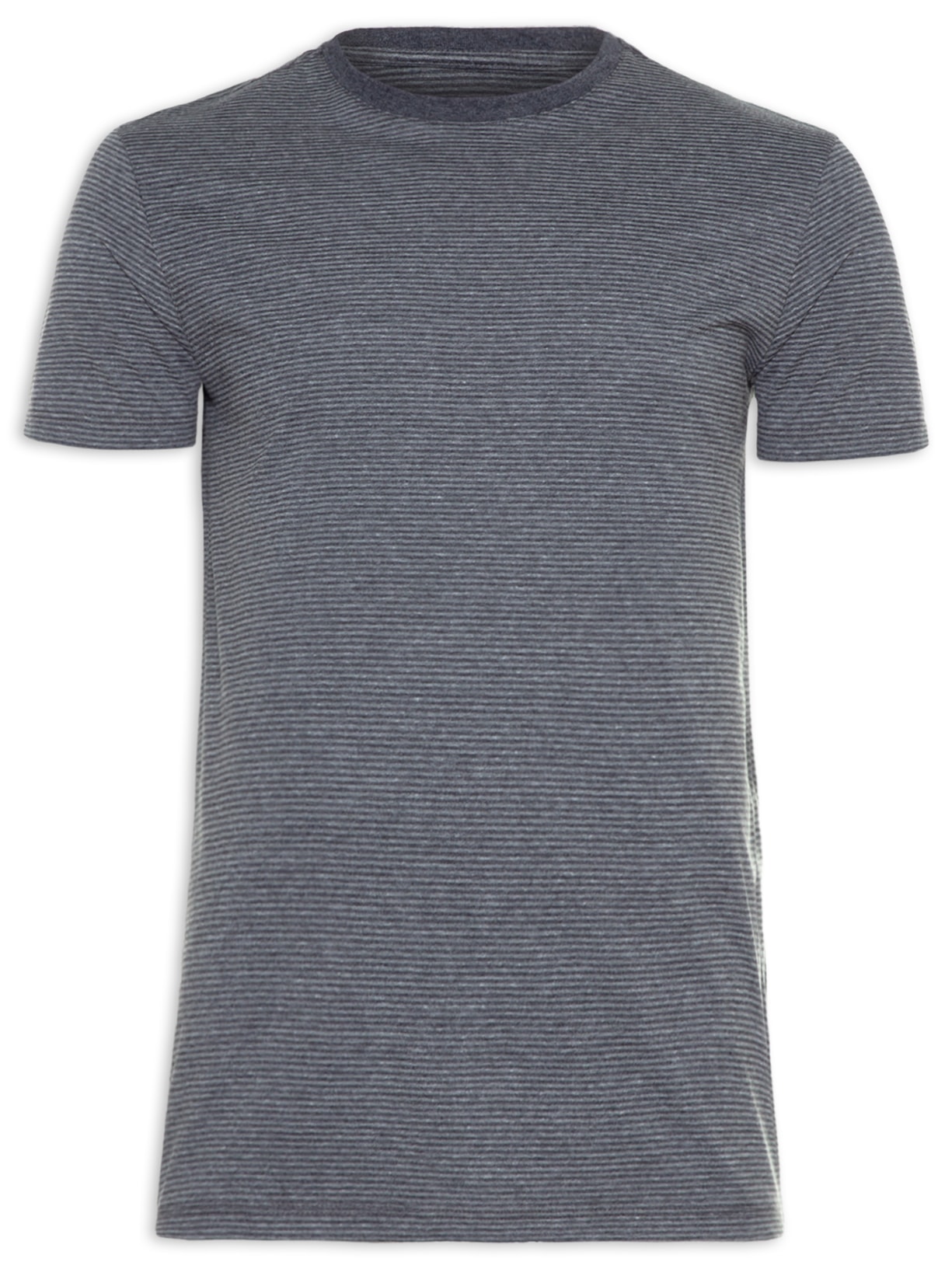 Camiseta Masculina Listrada Manga Curta - Cinza