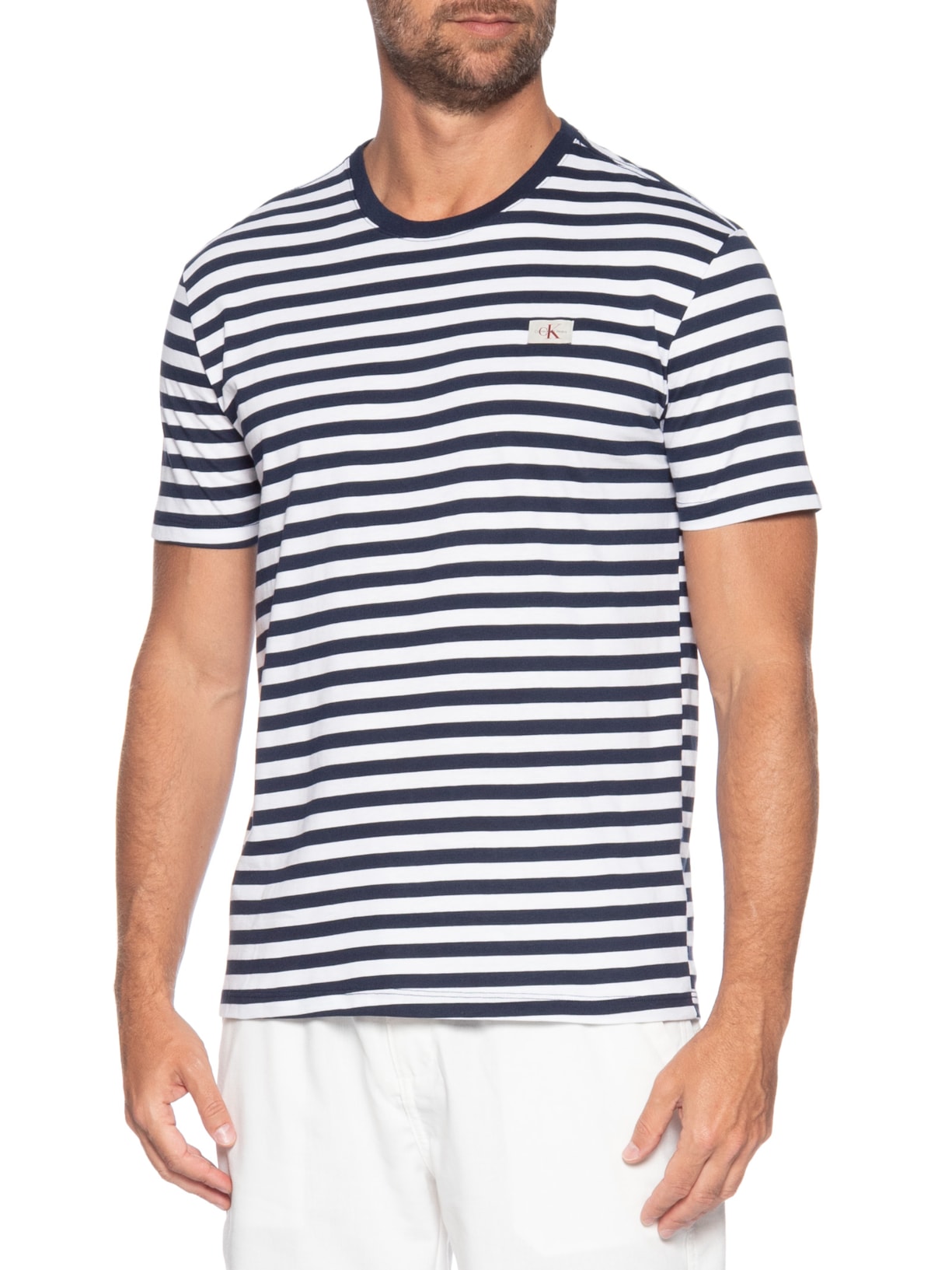 Camiseta Masculina Listrado Azul Calvin Klein Jeans