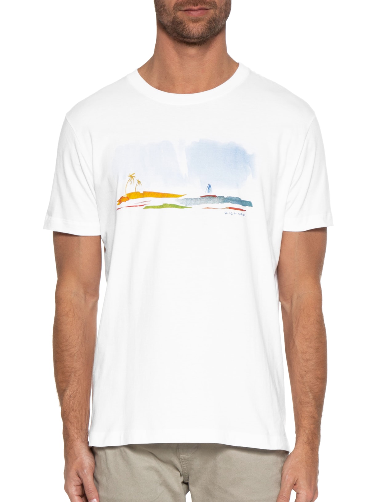 Camiseta Masculina Little Boat Branco Richards