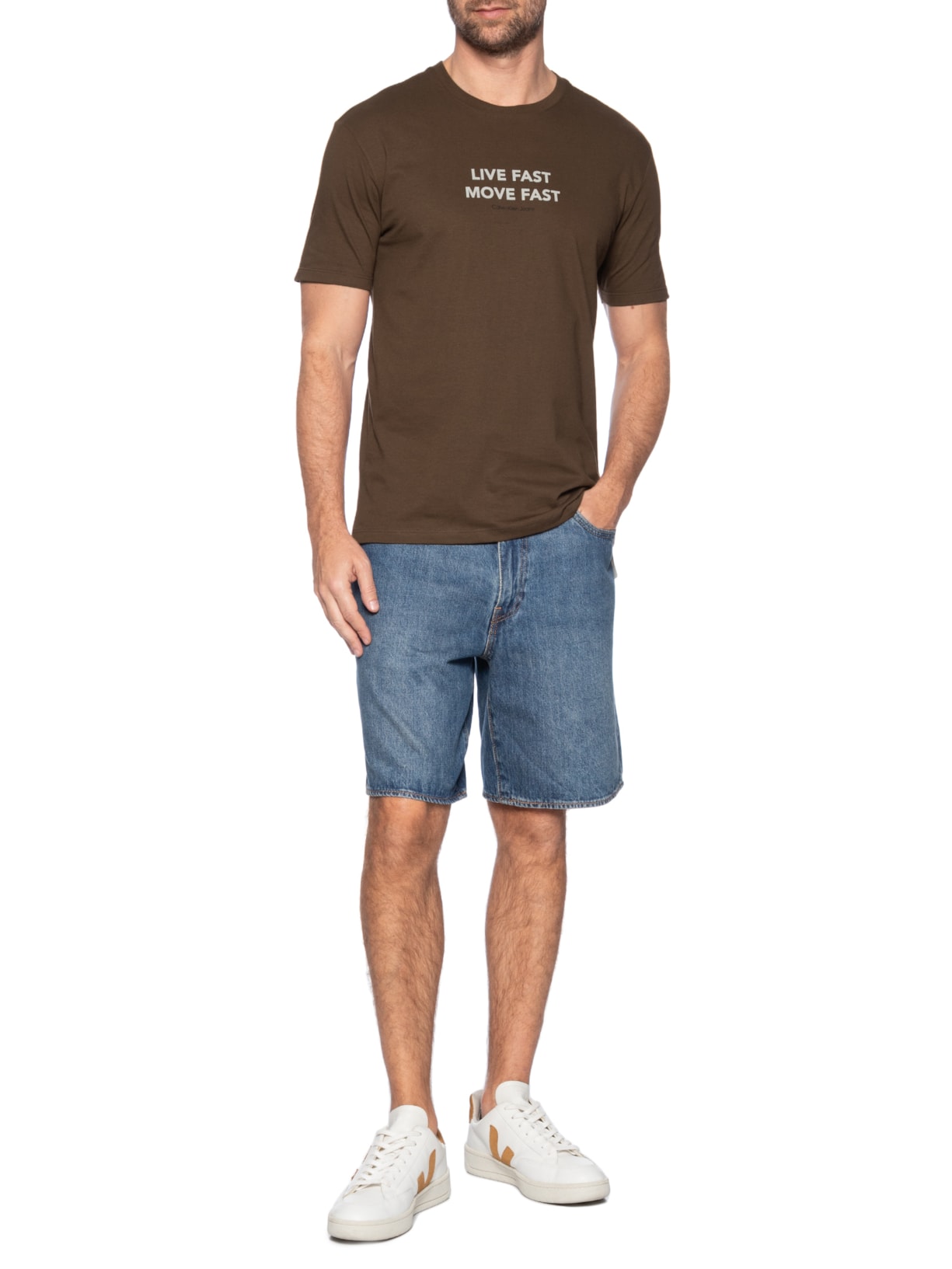 Camiseta Masculina Live Fast Marrom Calvin Klein Jeans