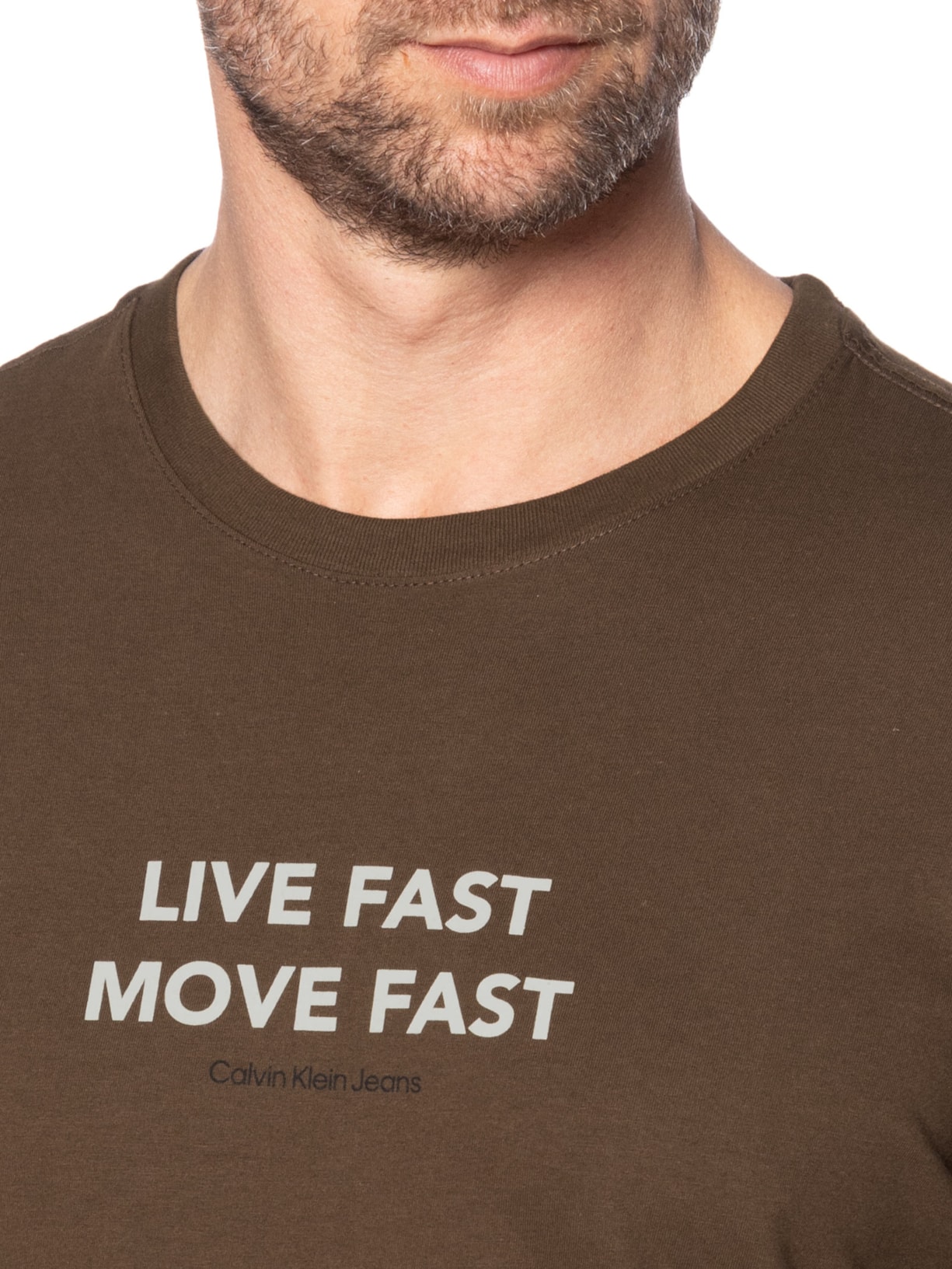 Camiseta Masculina Live Fast Marrom Calvin Klein Jeans