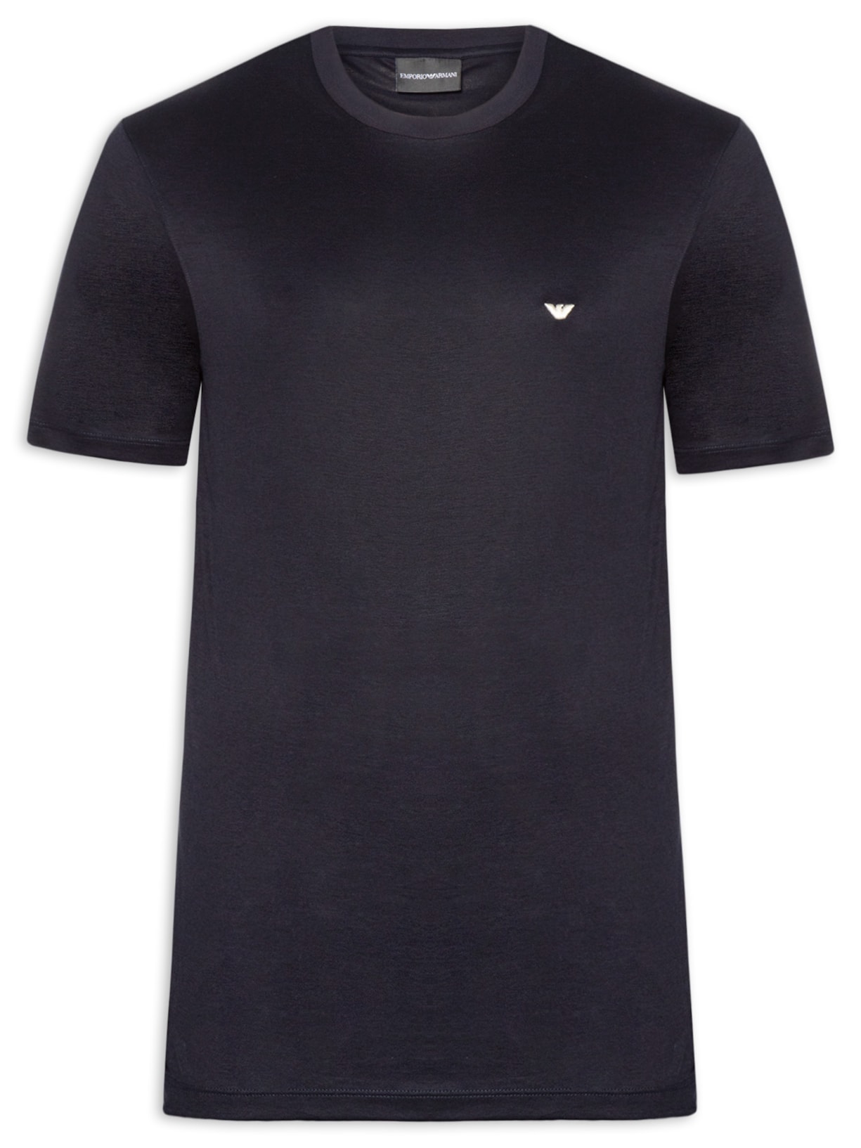 Camiseta Masculina Logo Águia Bordado Lyocell Azul Emporio Armani