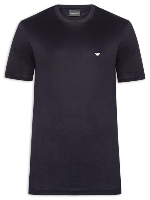 Camiseta Masculina Logo Águia Bordado Lyocell - Azul