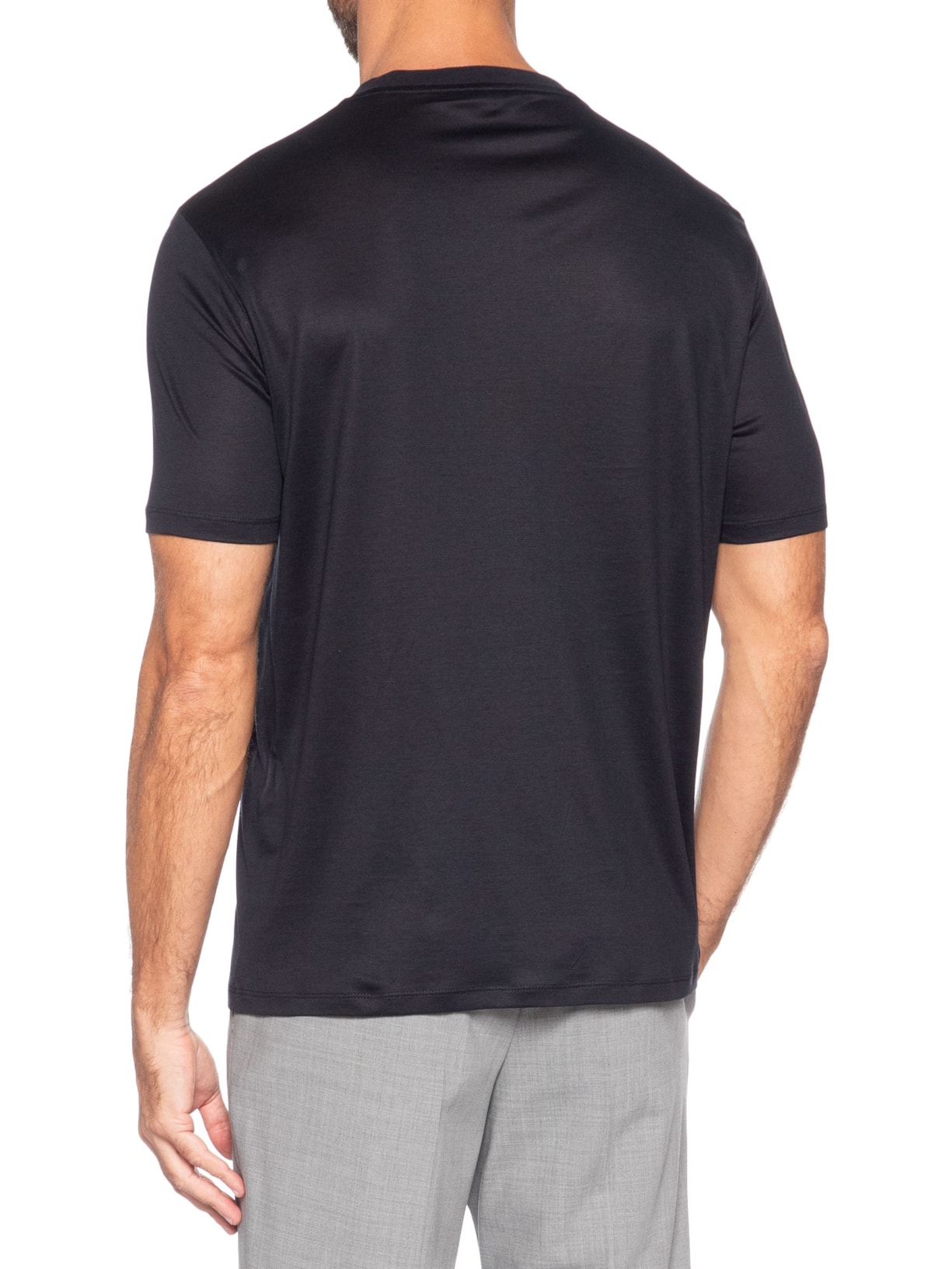 Camiseta Masculina Logo Águia Bordado Lyocell Azul Emporio Armani